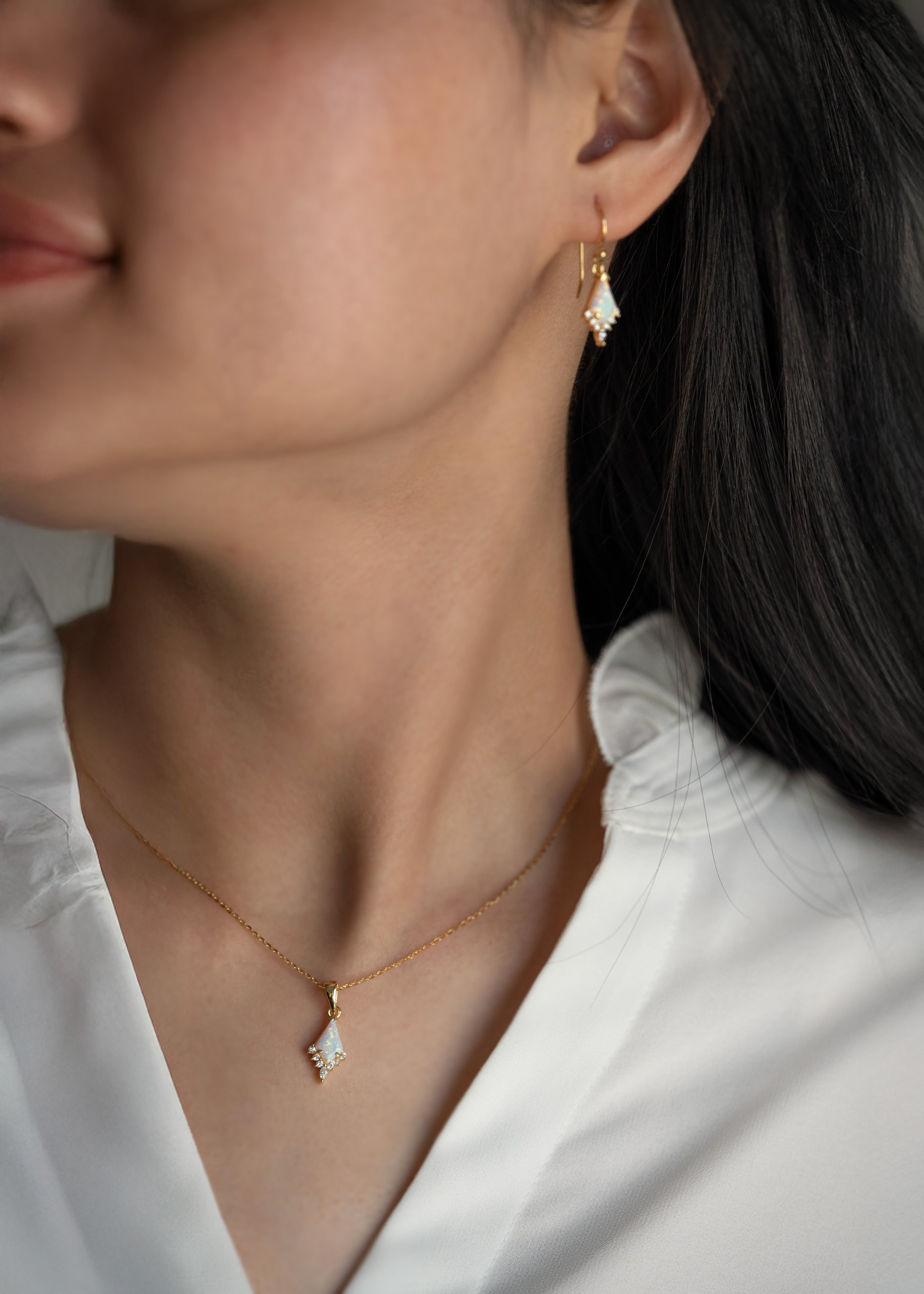 Opal Necklace and Earrings Bridal Gift Set