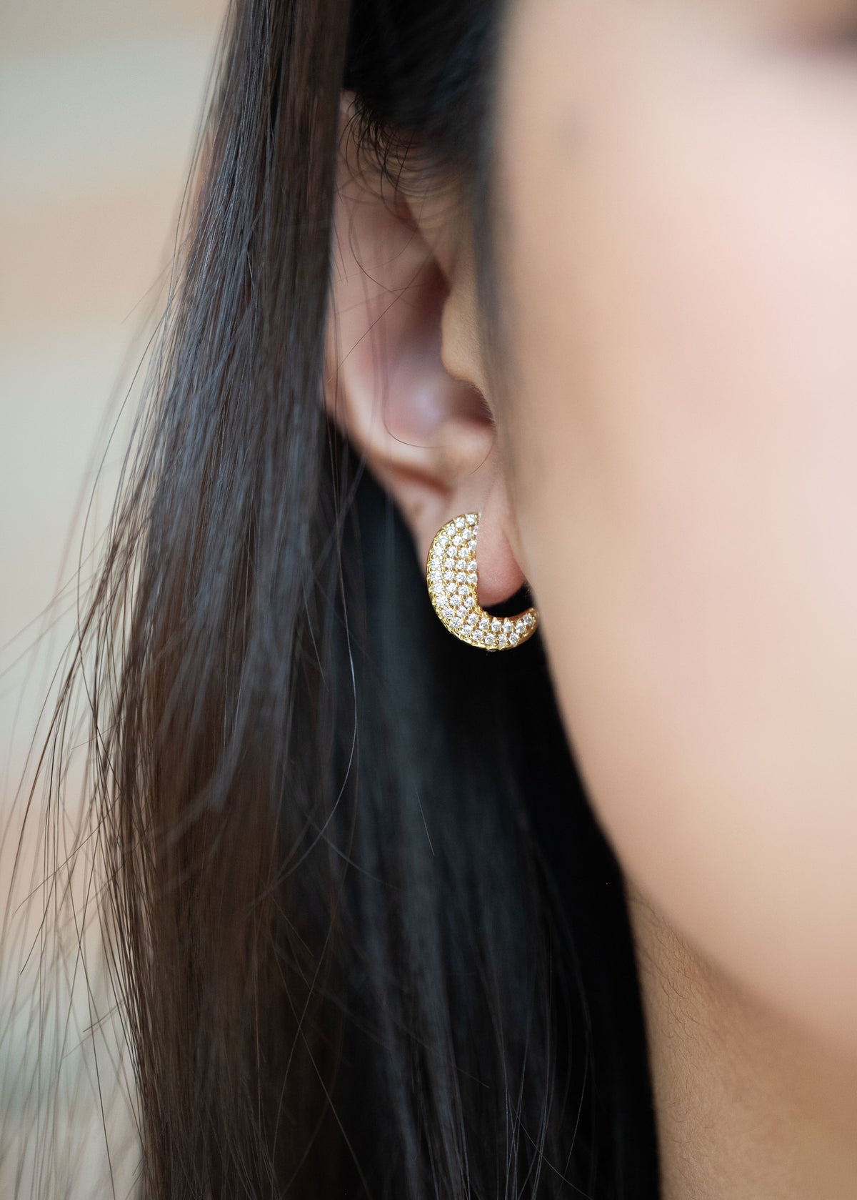 Pave Diamond Disc Hoop Earrings