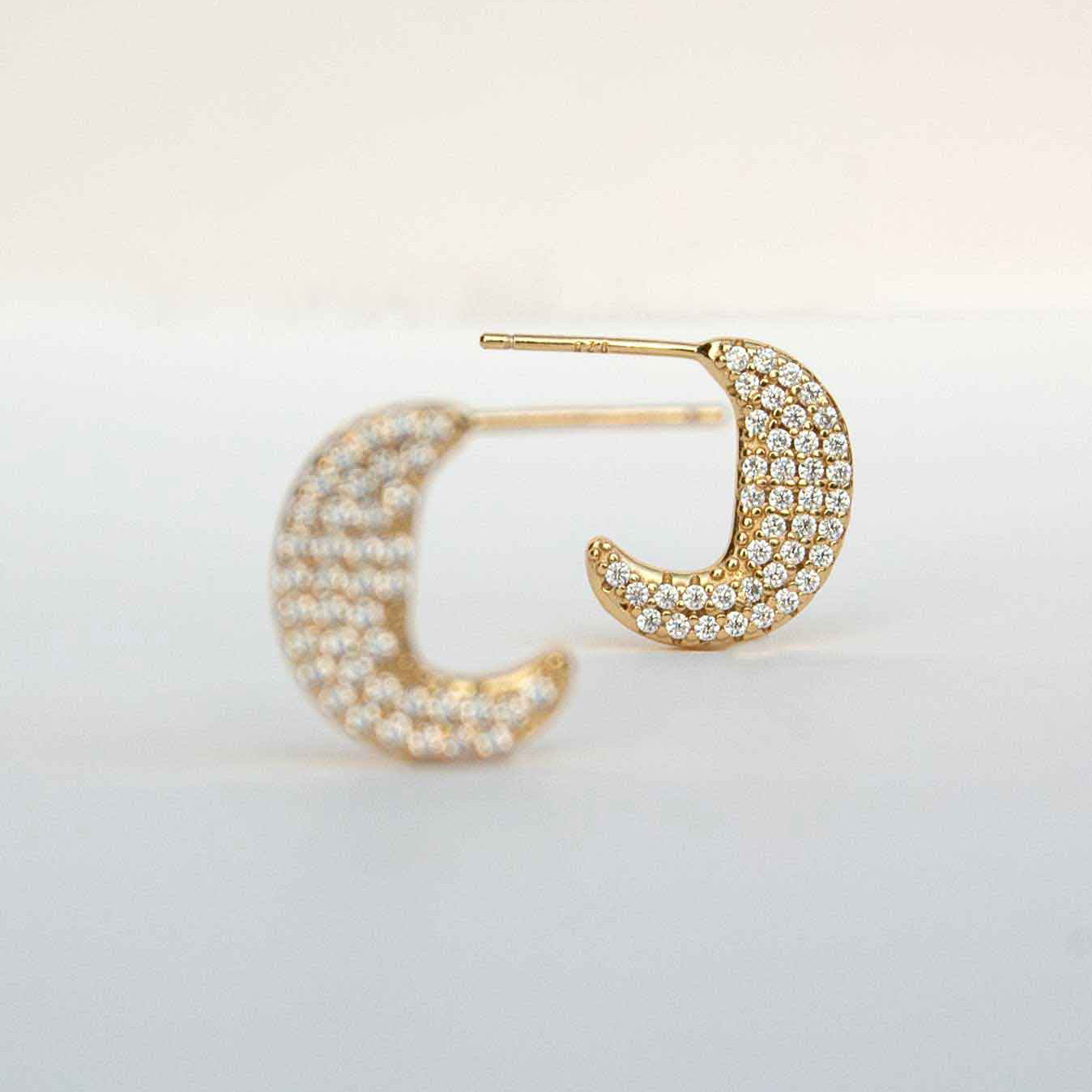 Gold Hoop Earrings Unique Modern Diamond Hoops, Gifts for Girls