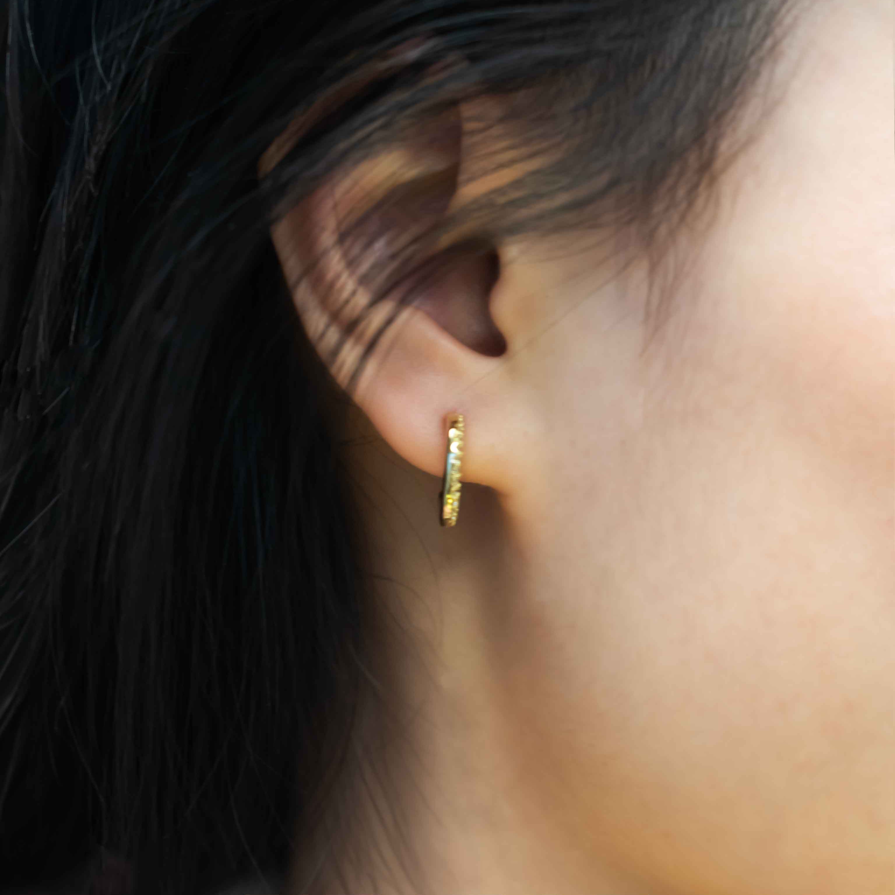 Pave Diamond Disc Hoop Earrings