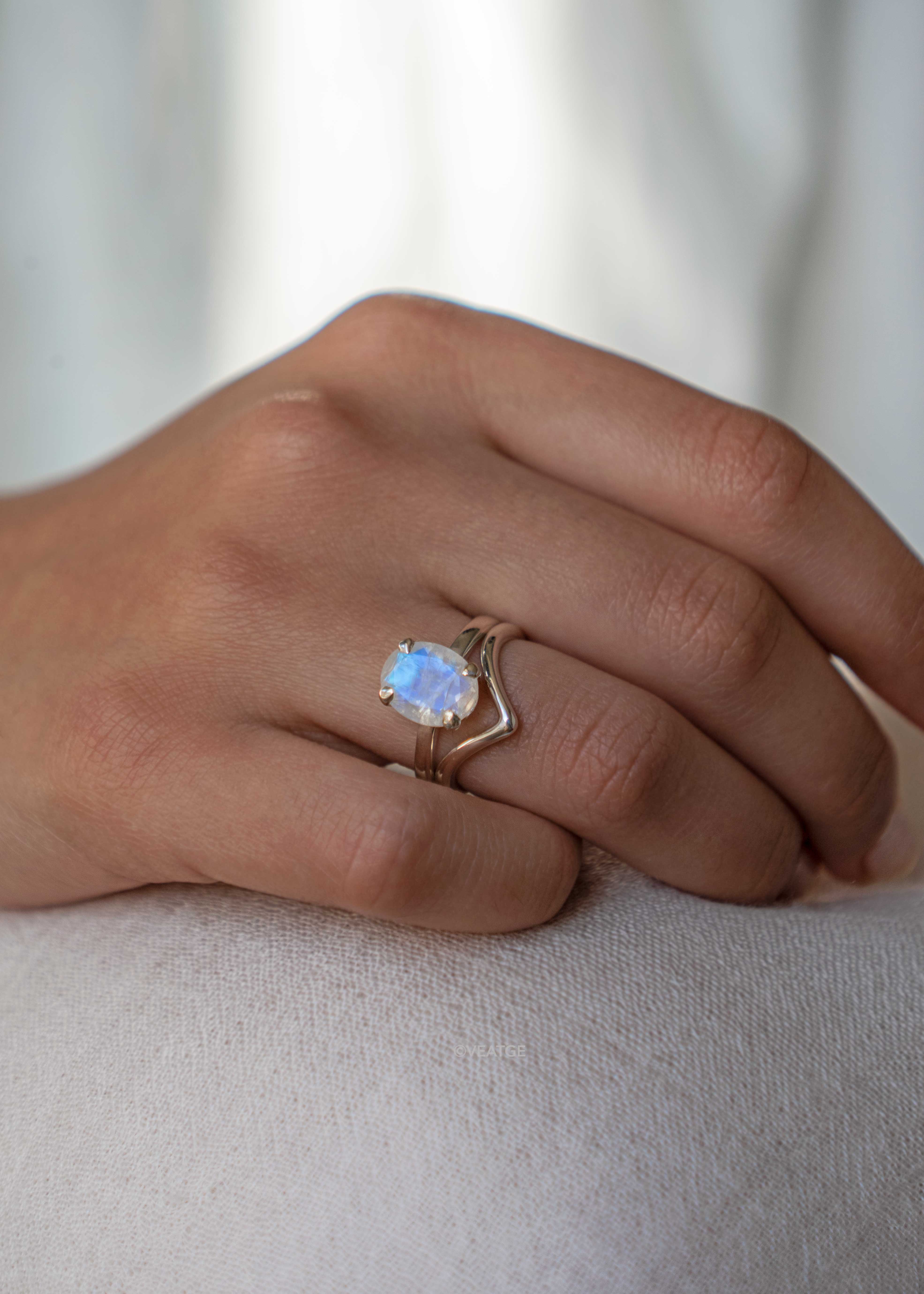 Pre-Stacked Moonstone Ring Set - Large