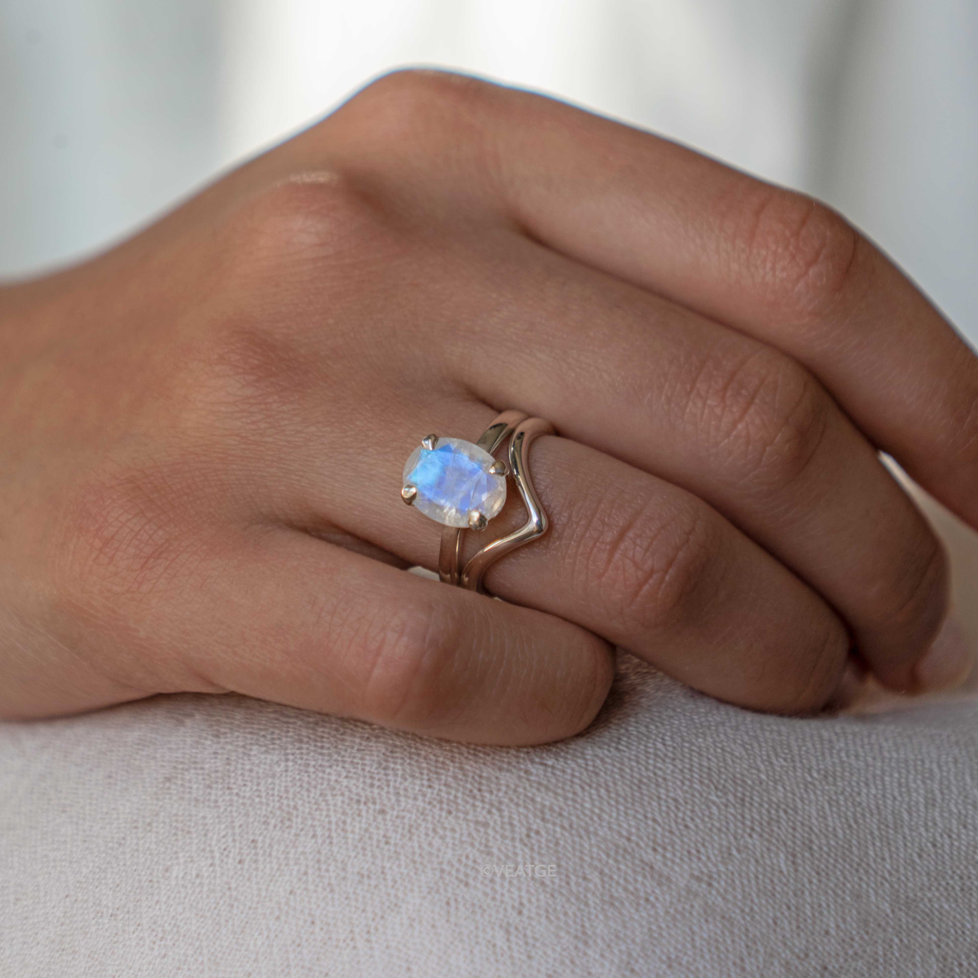 Pre-Stacked Moonstone Ring Set - Large