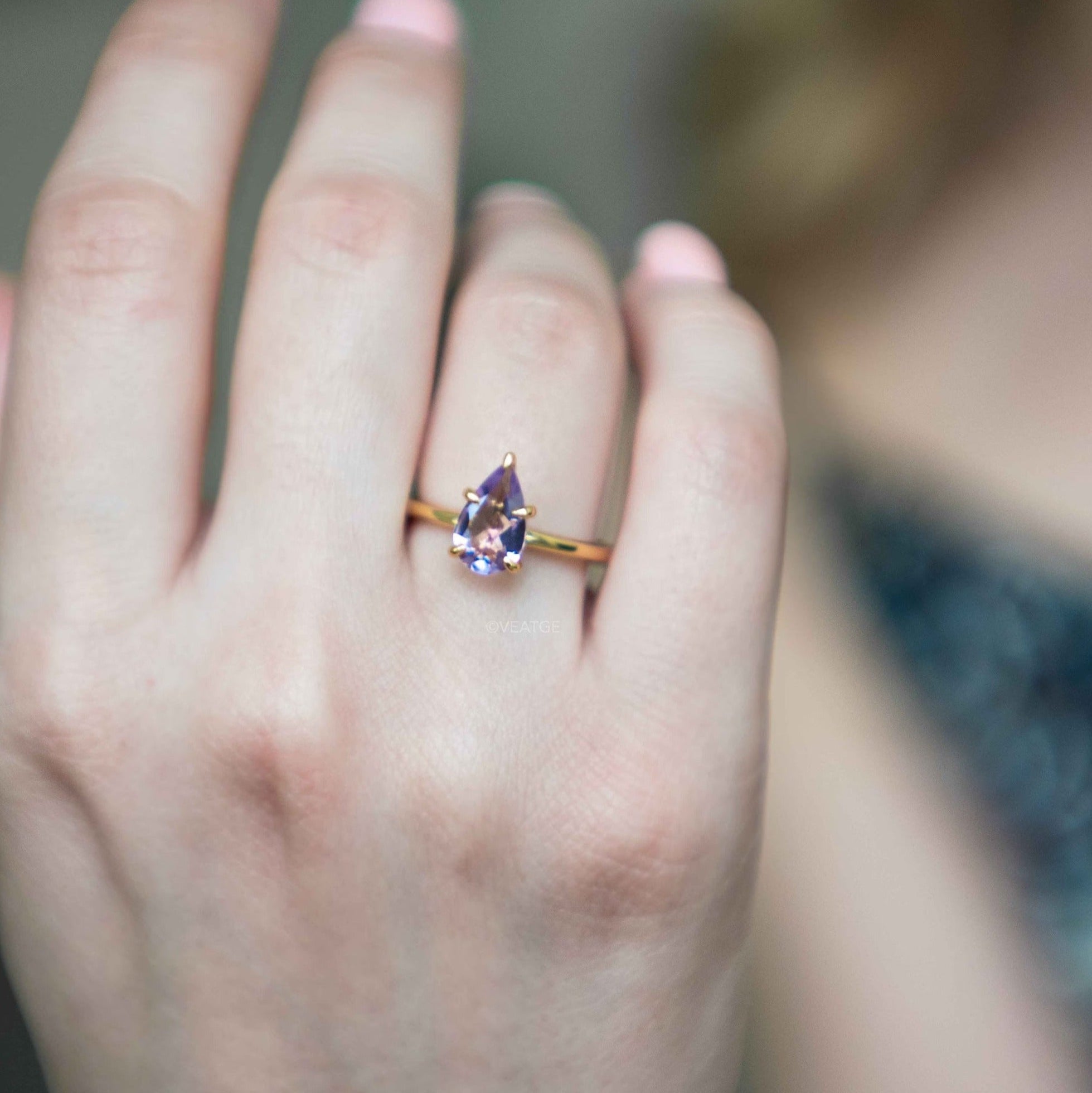 Pear Teardrop Amethyst Ring