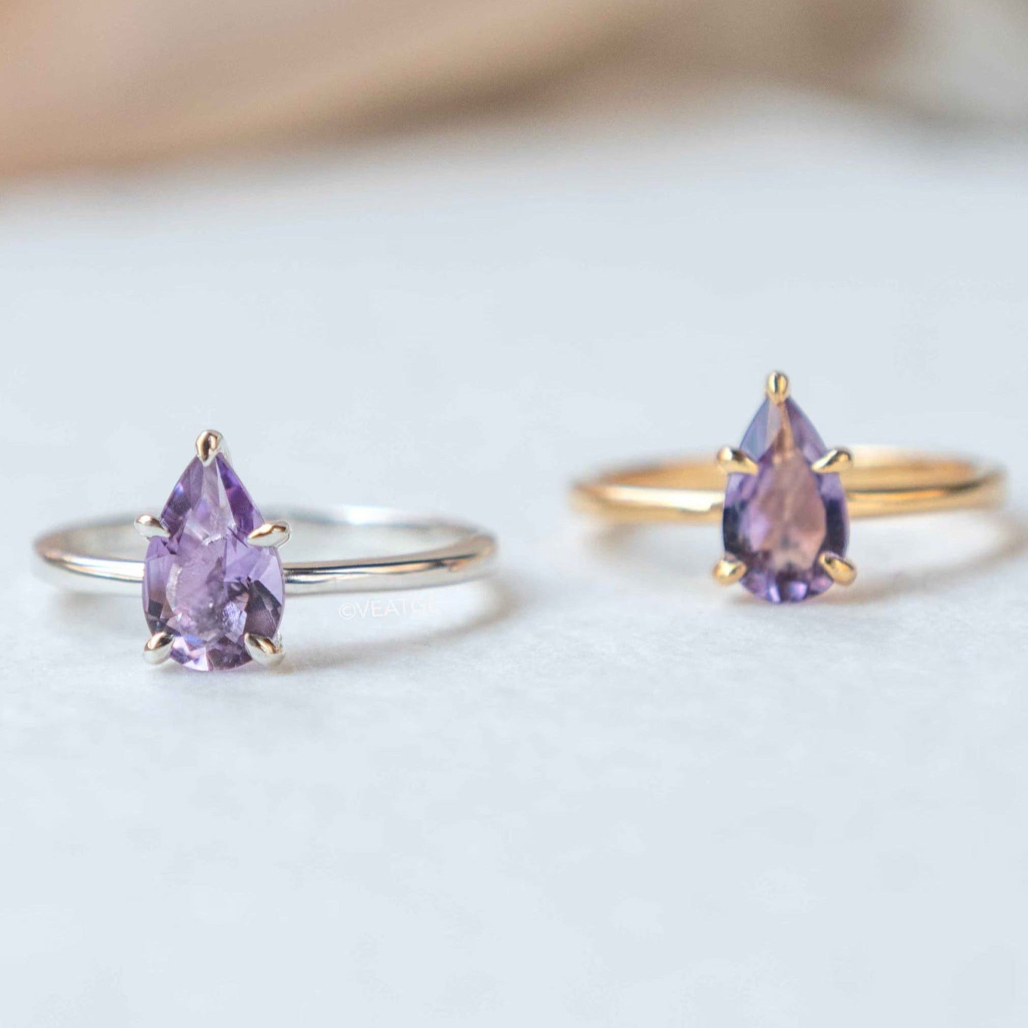 Pear Teardrop Amethyst Ring