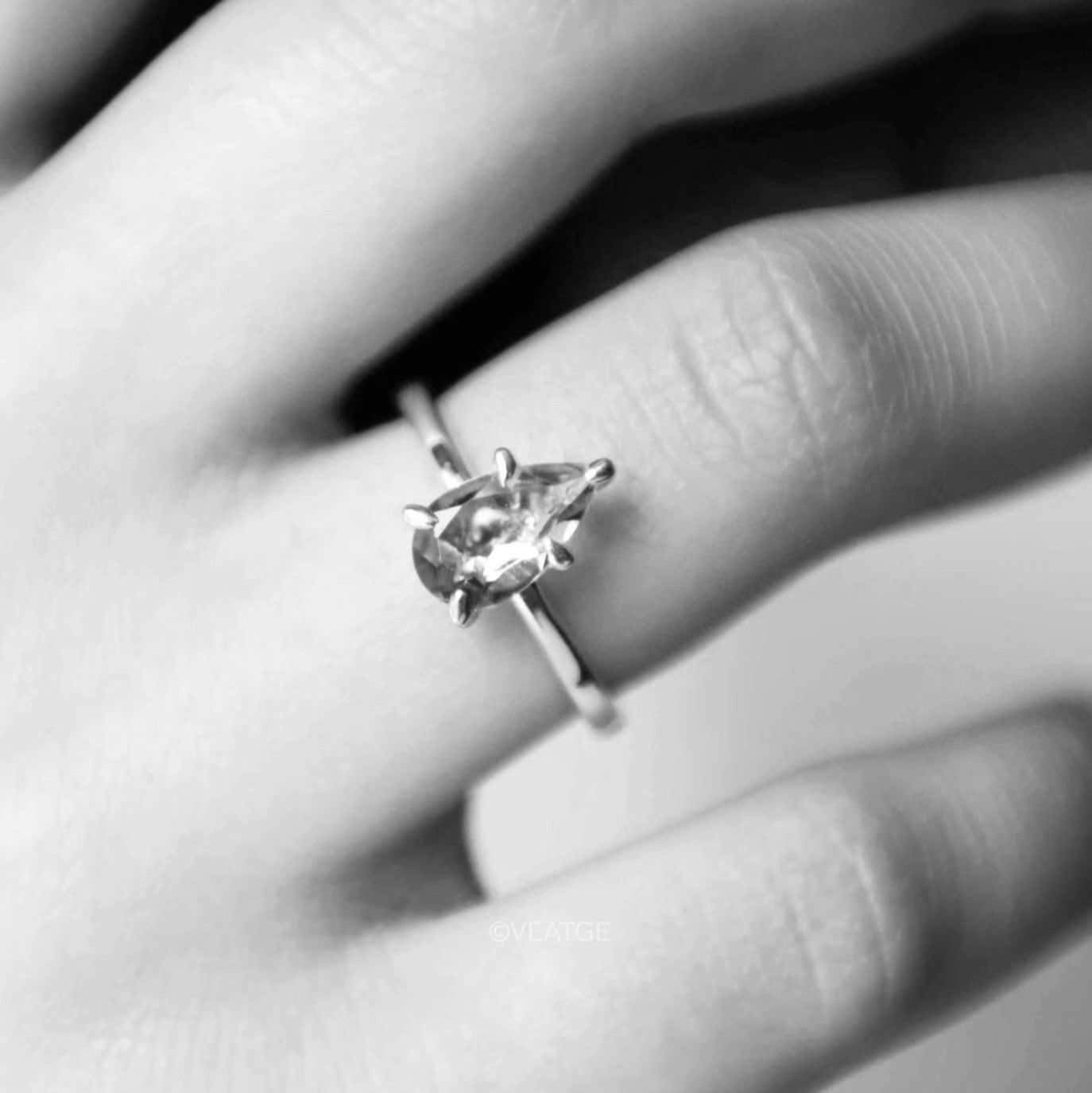 Pear Teardrop Blue Topaz Ring