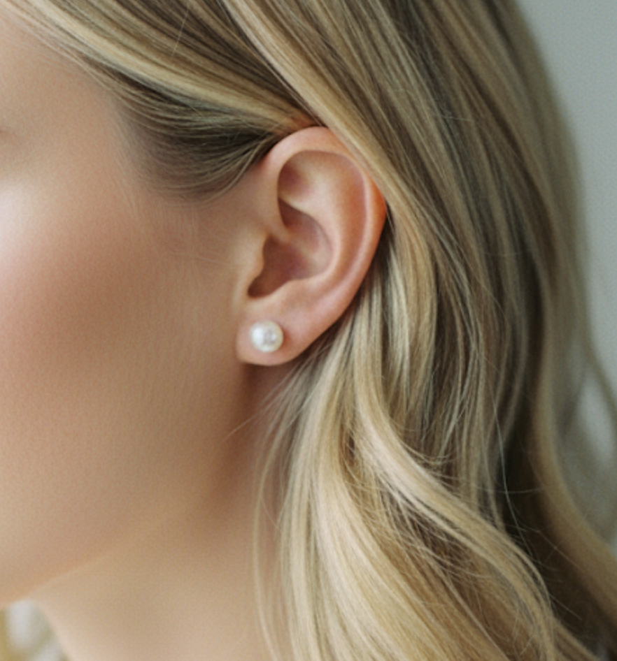 Pearl Stud Earrings gold