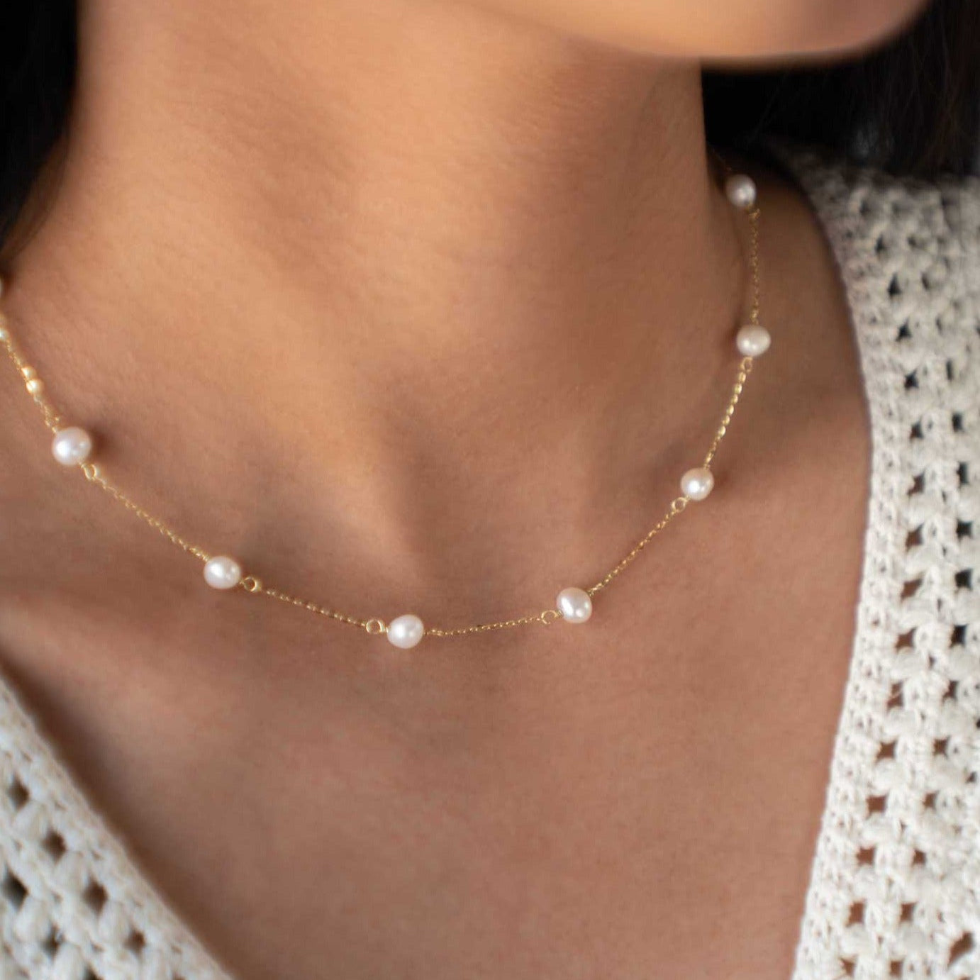 Bridal Pearl necklace, Dainty Pearl Necklace Real Freshwater Genuine pearl, Gift for Women