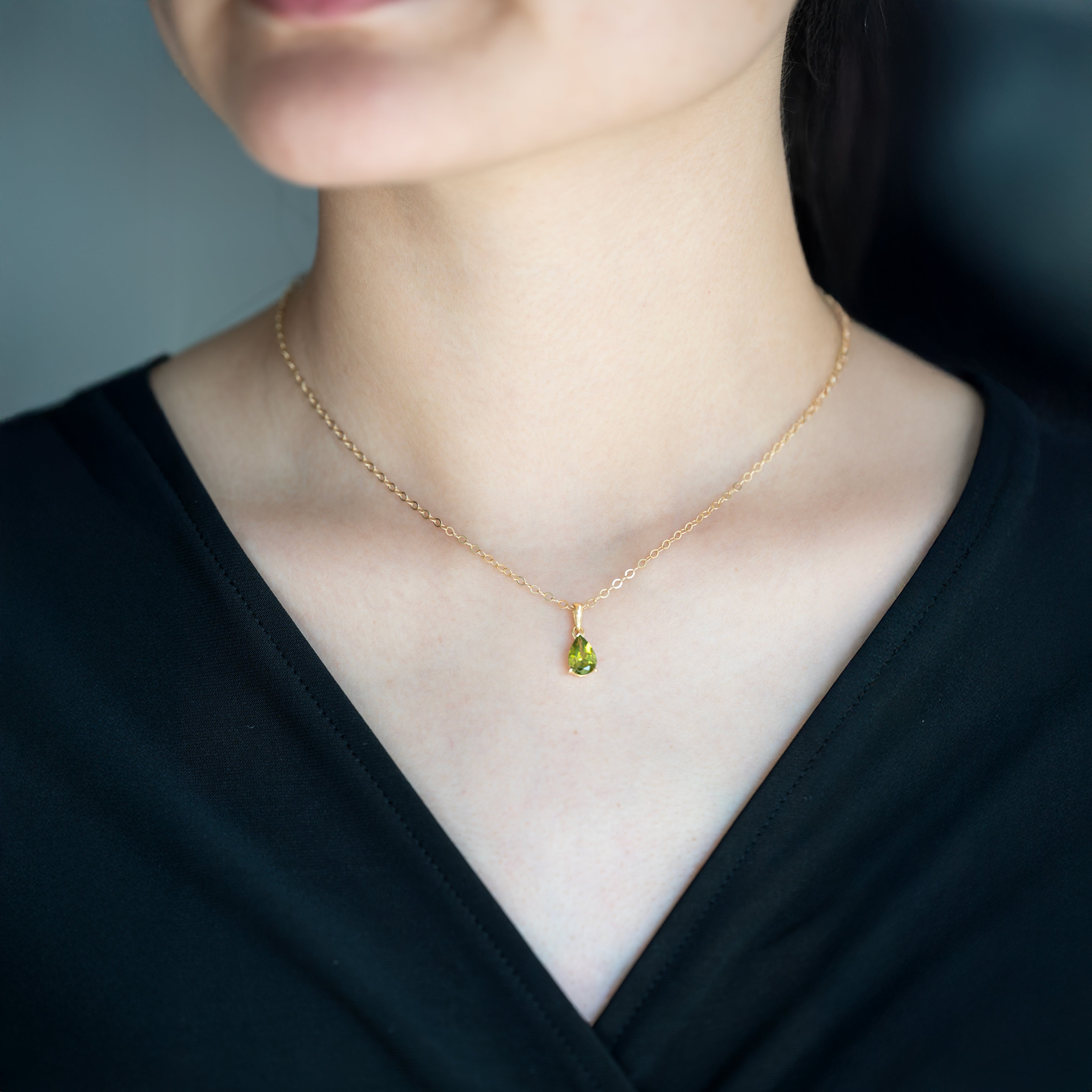 Peridot Pear Necklace and Earring Gift Set