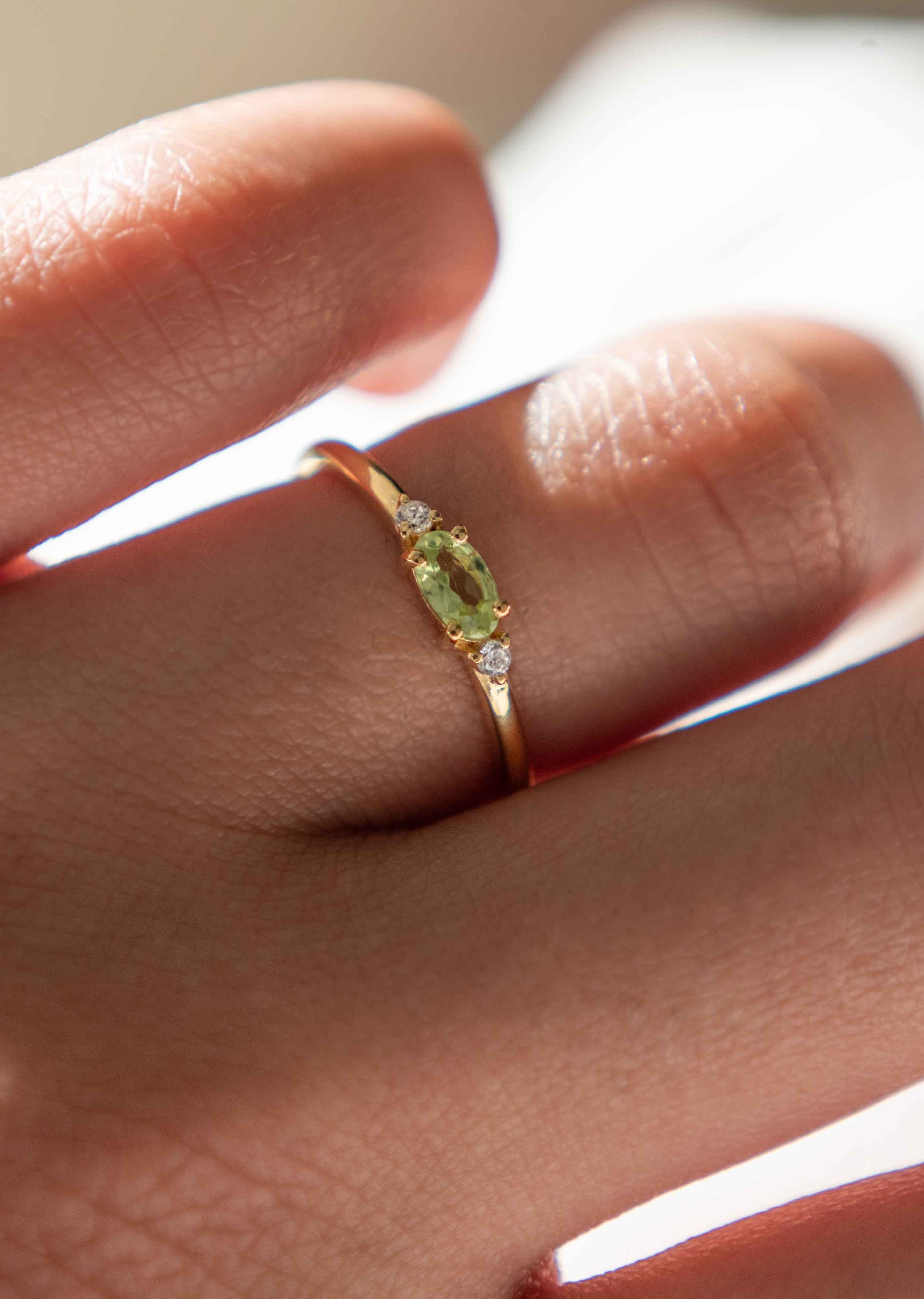 August Birthstone - Peridot Stacking Ring