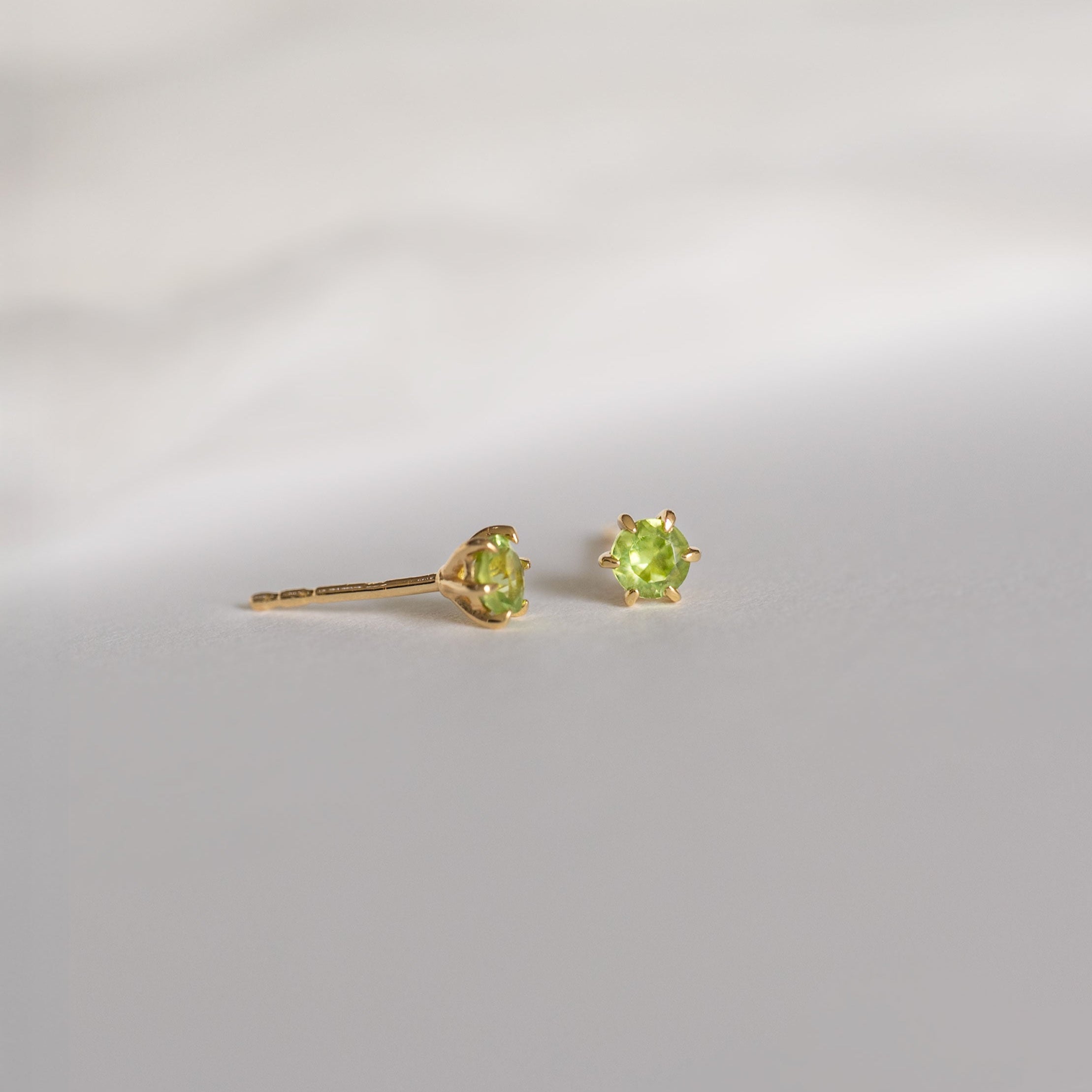 Natural Peridot Stud Earrings Dainty Small Minimalist 14k Gold, August Birthstone, Birthday Gifts for girls, second piercing studs