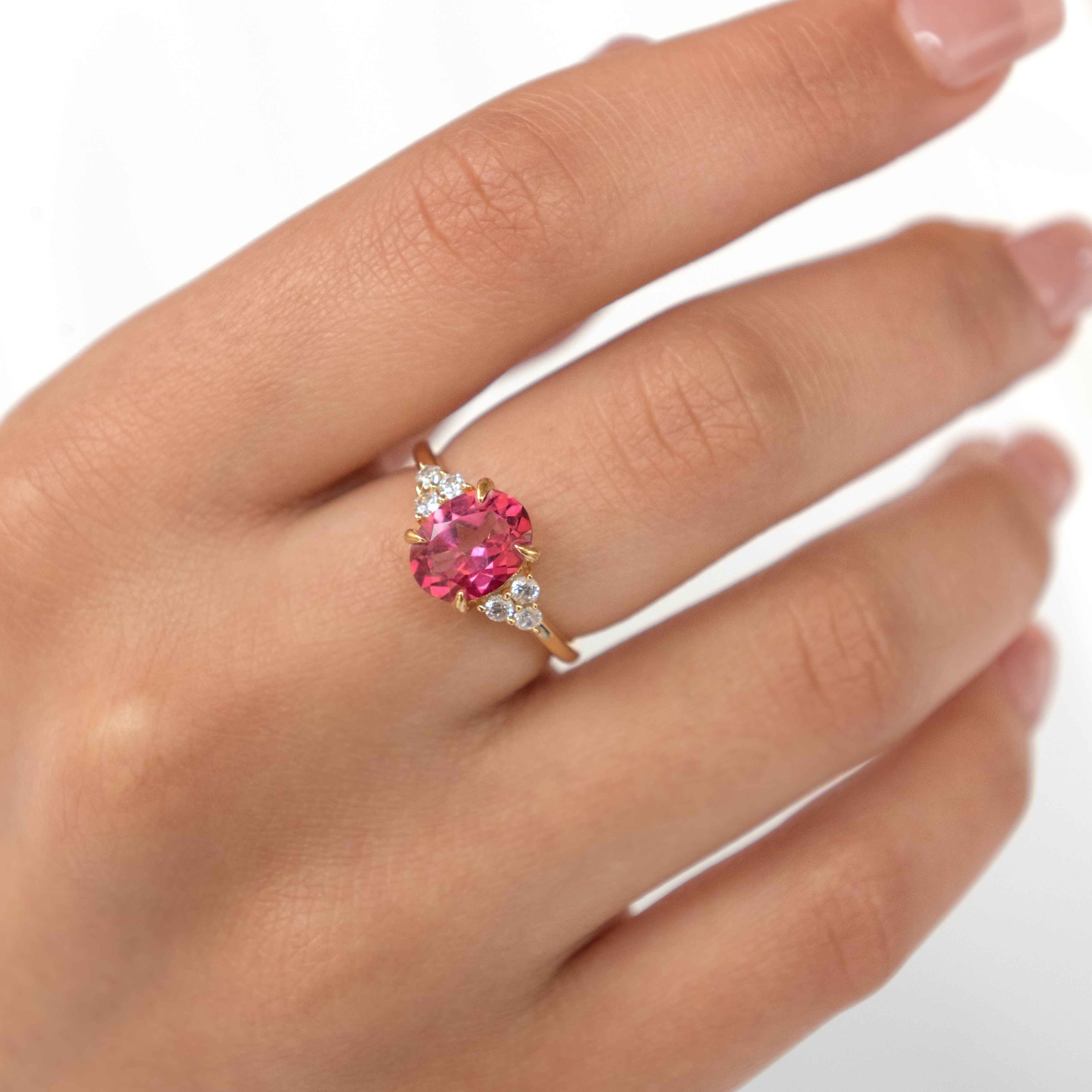 Hot Pink Topaz Gold Ring Veatge