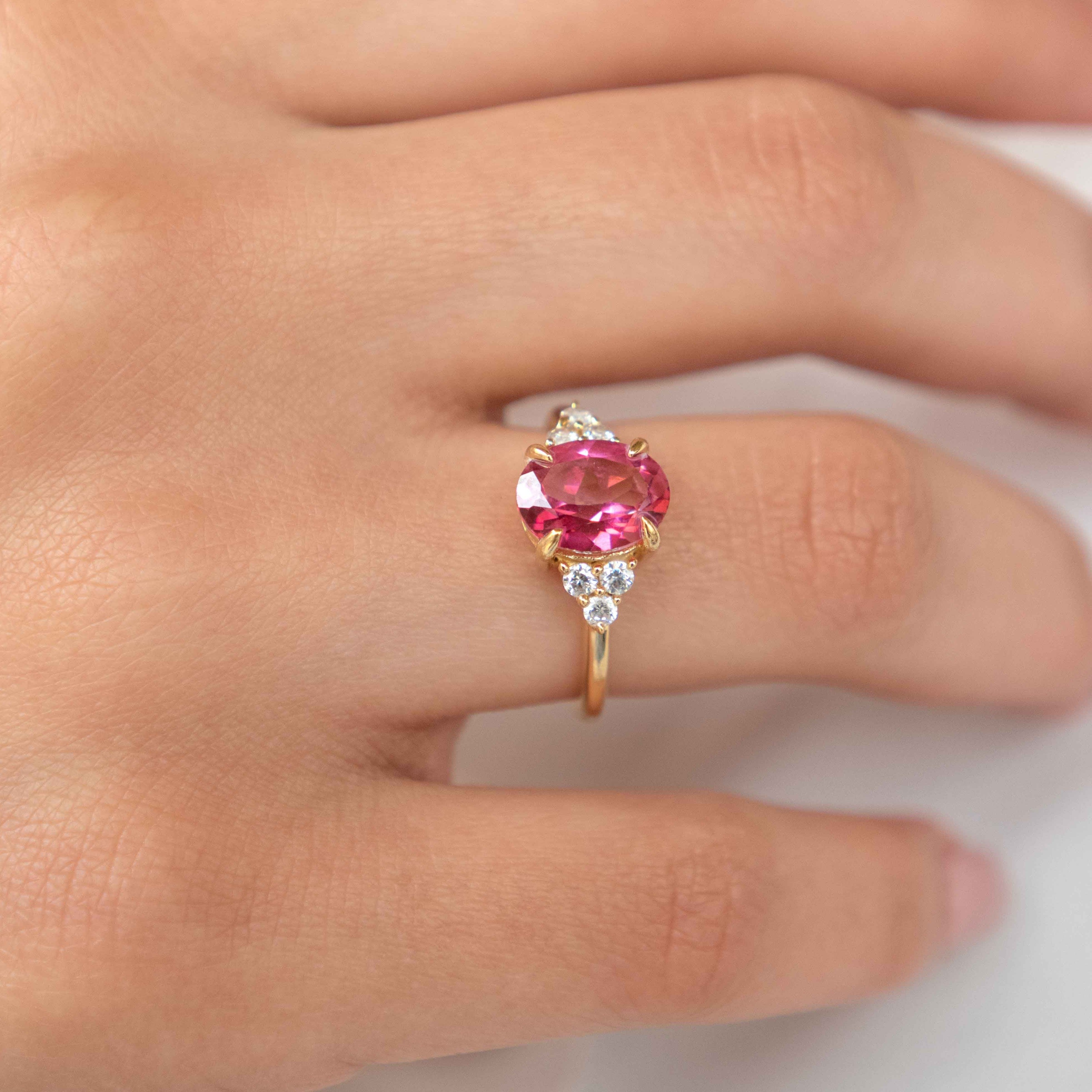 Hot Pink Topaz Gold Ring Veatge