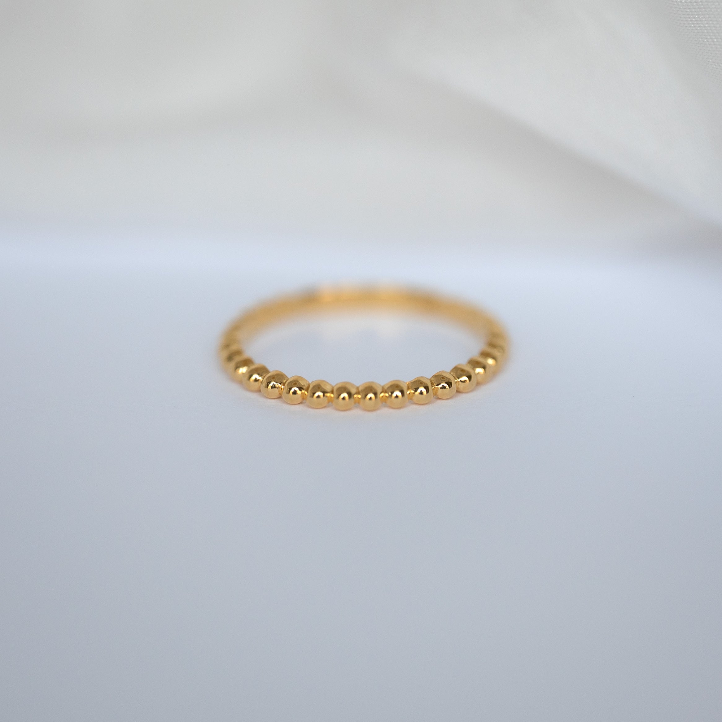 Beaded Gold Stacking Ring