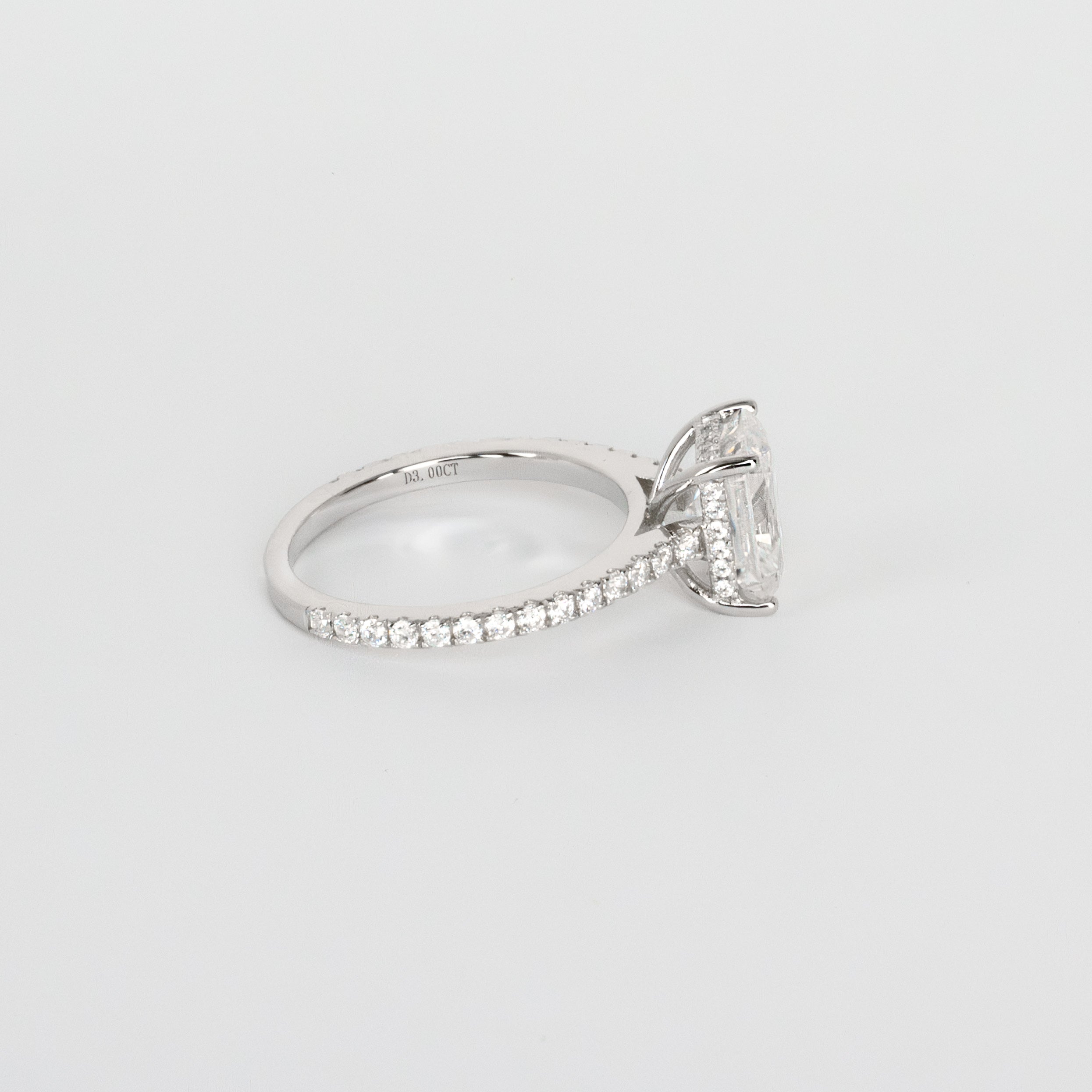 3ct Radiant Cut Moissanite Ring with Hidden Halo