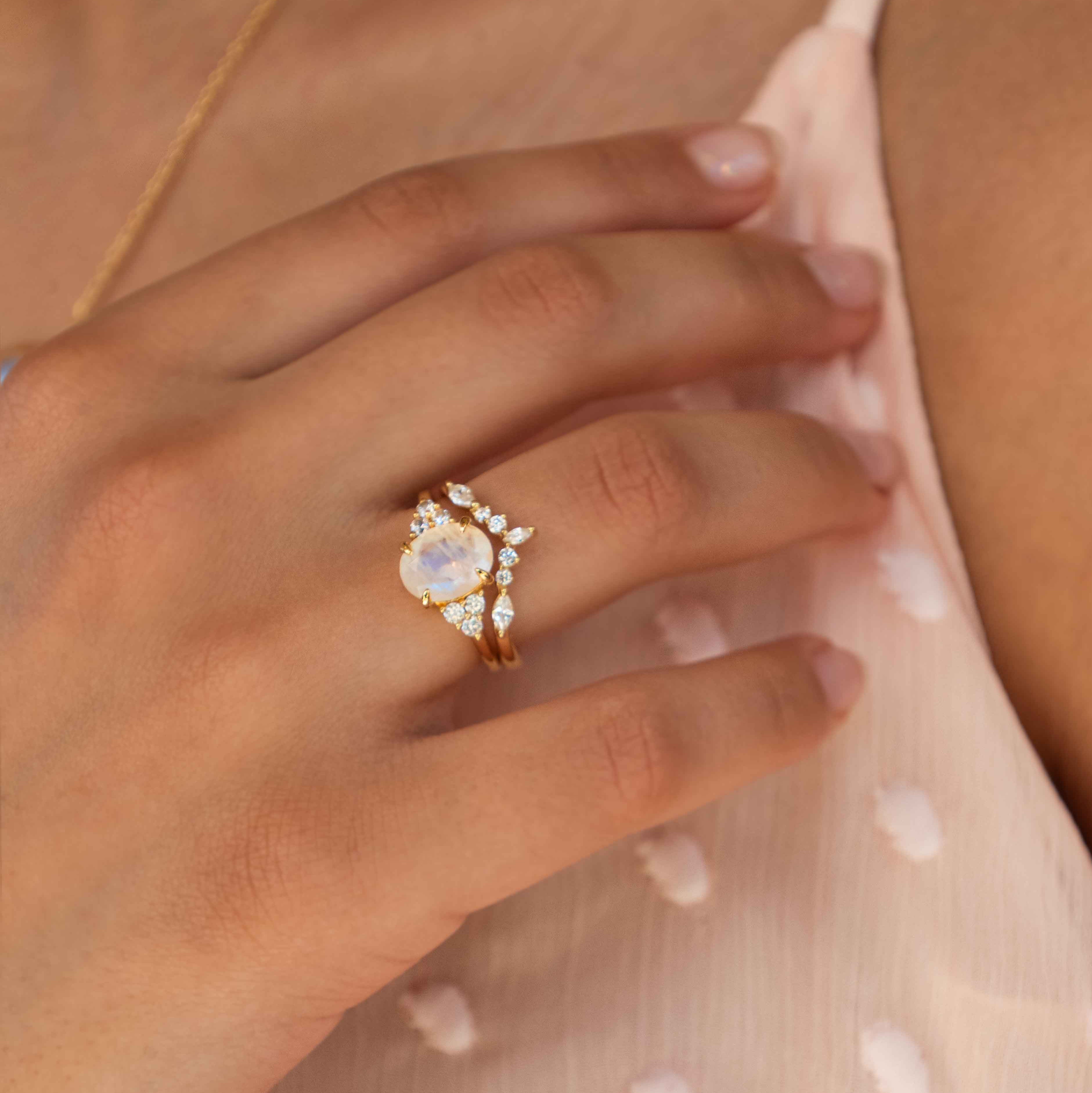 Tiara Diamond Stacking Ring, Chevron Peak Ring in Gold and Sterling Silver, Curved Minimalist Dainty Stackable Ring Women, Birthday Gifts