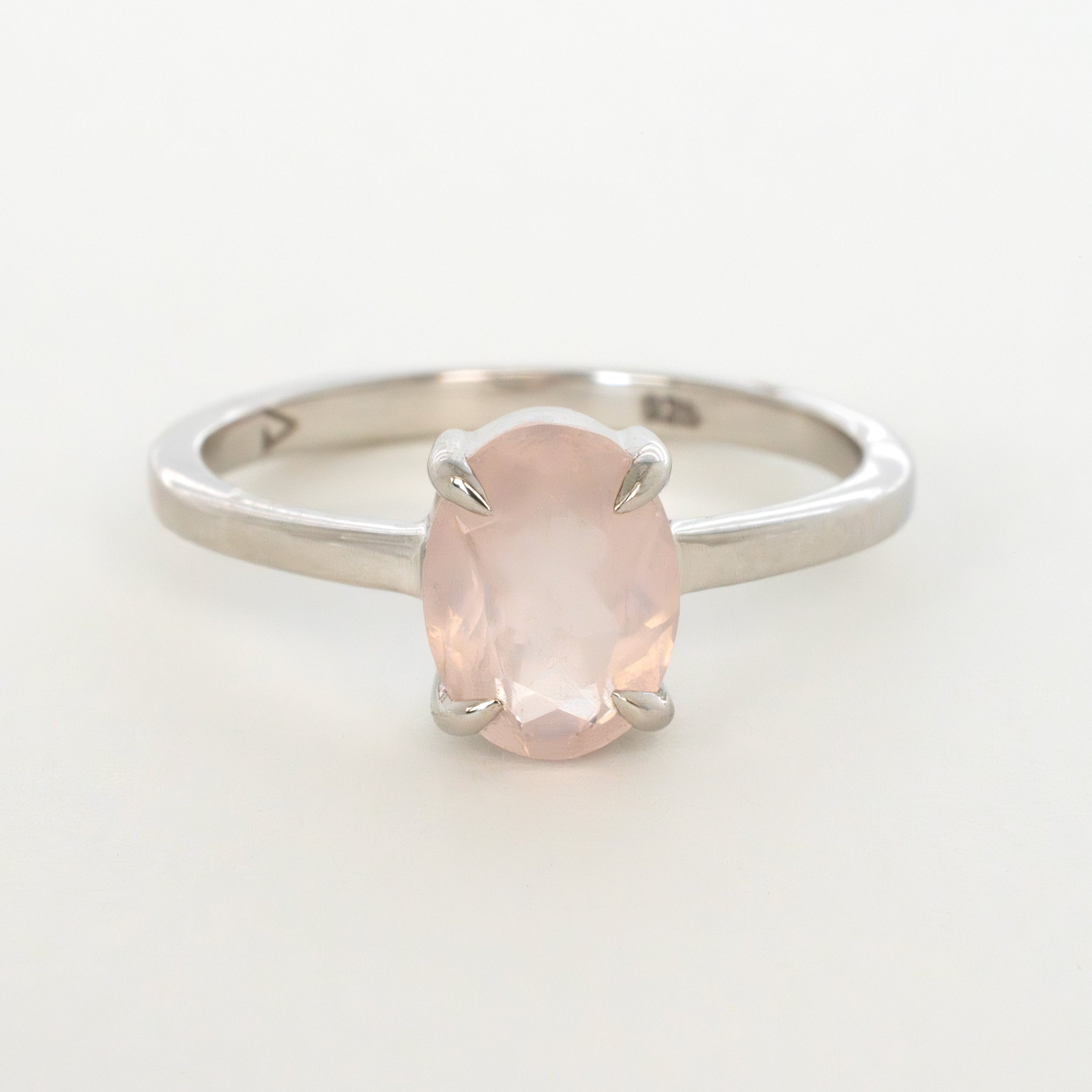 Natural Rose Quartz Ring in 925 Sterling Silver non-tarnish, Rose Quartz Genuine Real Gemstone Stacking Dainty Rings Silver for Women