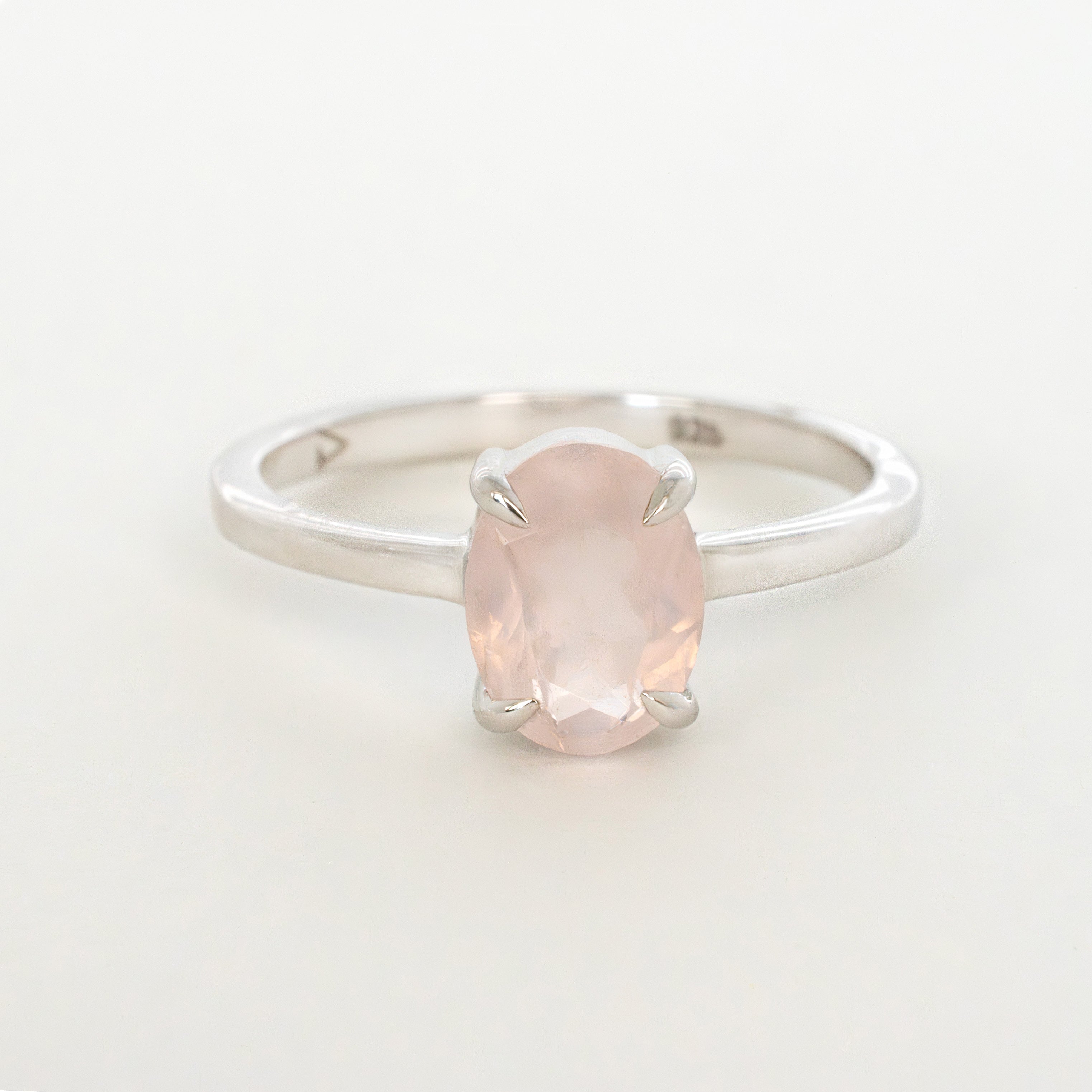 Rose Quartz Ring - Signature Oval Silver and Rose Gold