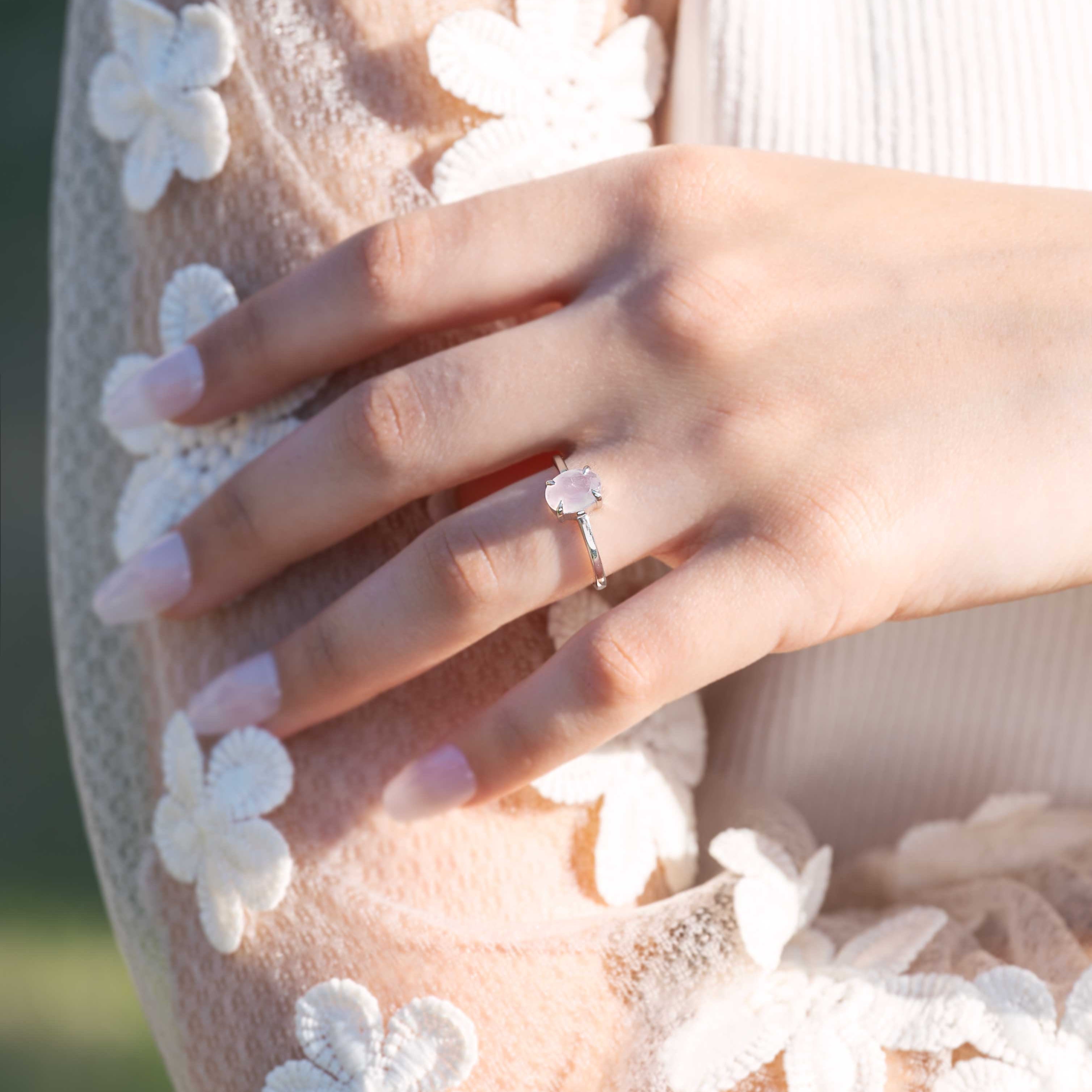 Rose Quartz Ring Sterling Silver 1