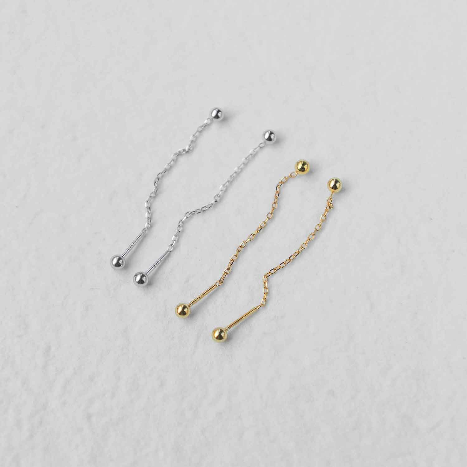 Front and Back Essential Threaders for Everday Earrings Gold Lightweight Sleeper Live In Earrings Sterling Silver Threader earrings to wear in the shower and sleep in gifts for girls