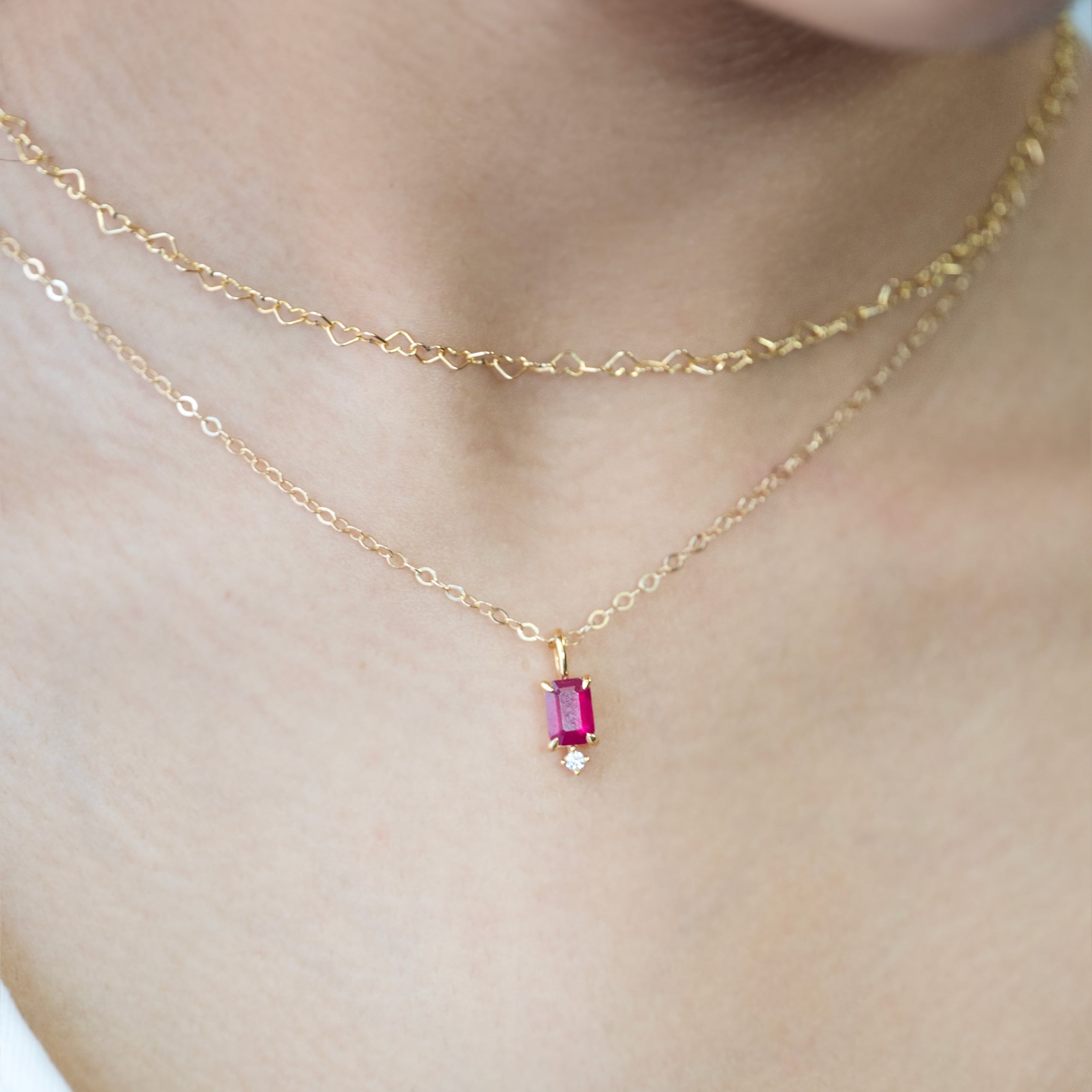 ruby charm necklace