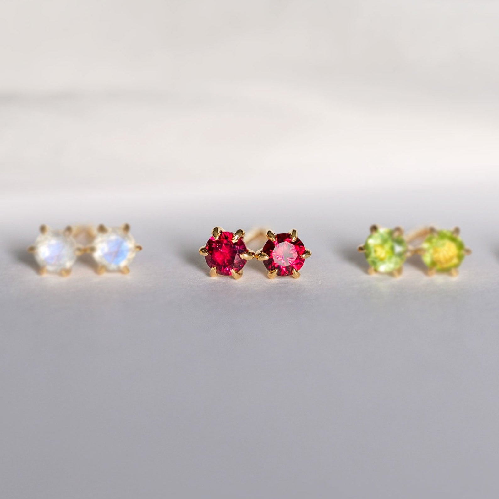 Dainty Ruby Stud Earrings, July Birthstone Birthday Gifts for Girls, Daughter gift, teen gifts, second piercing studs