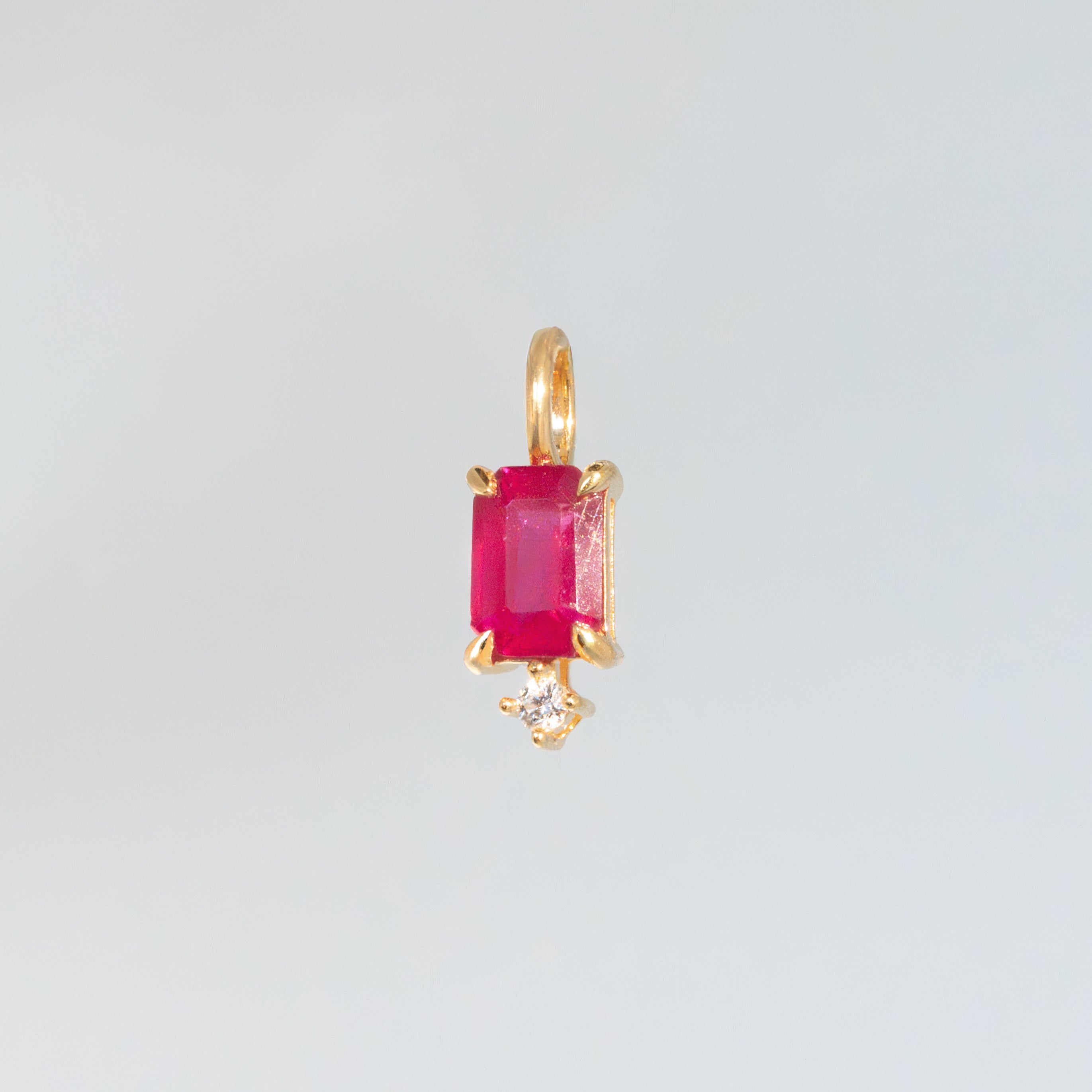 Ruby Baguette Birthstone Charm