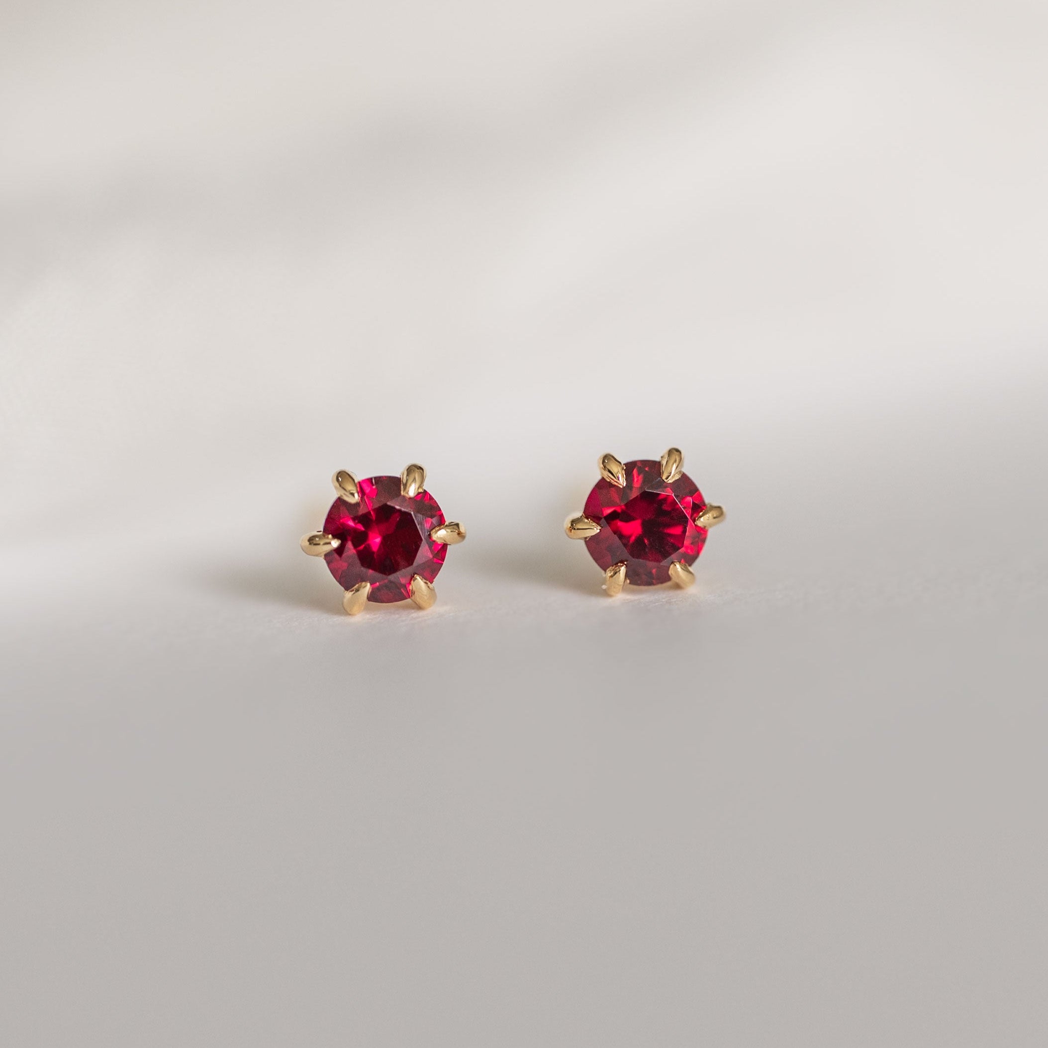 Dainty Ruby Stud Earrings, July Birthstone Birthday Gifts for Girls, Daughter gift, teen gifts, second piercing studs