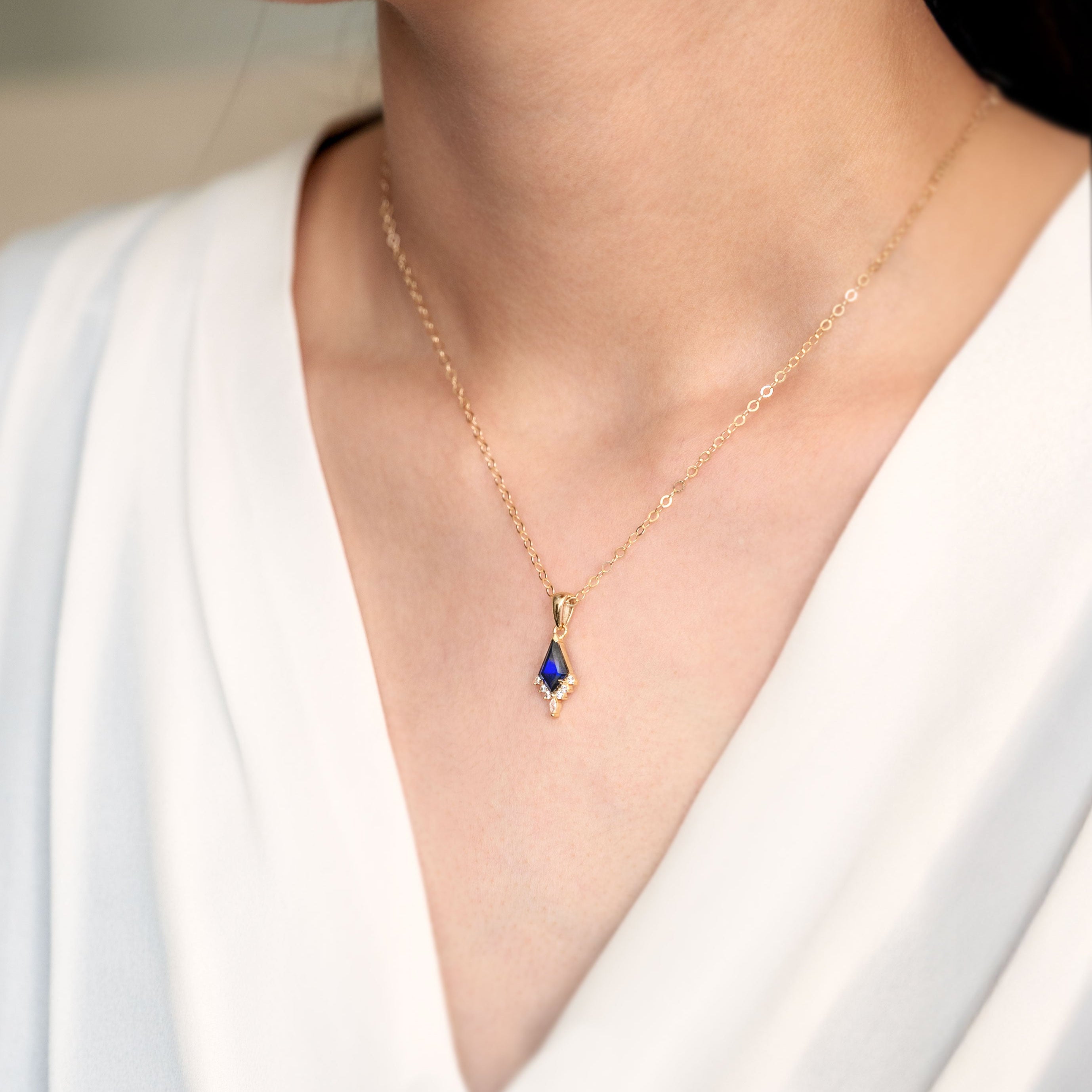 Sapphire Kite Necklace Gold