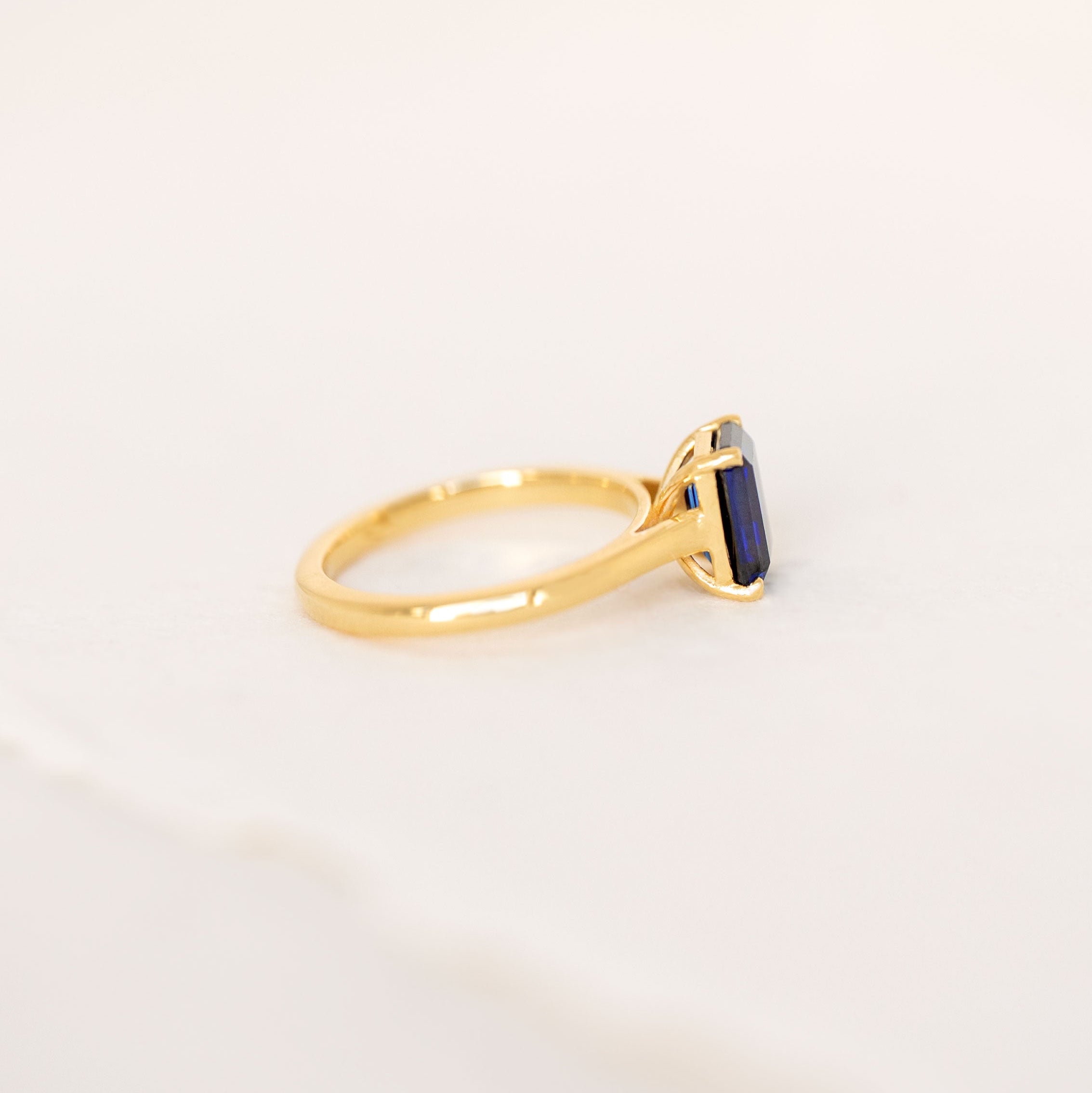 Emerald Cut Sapphire Ring Gold
