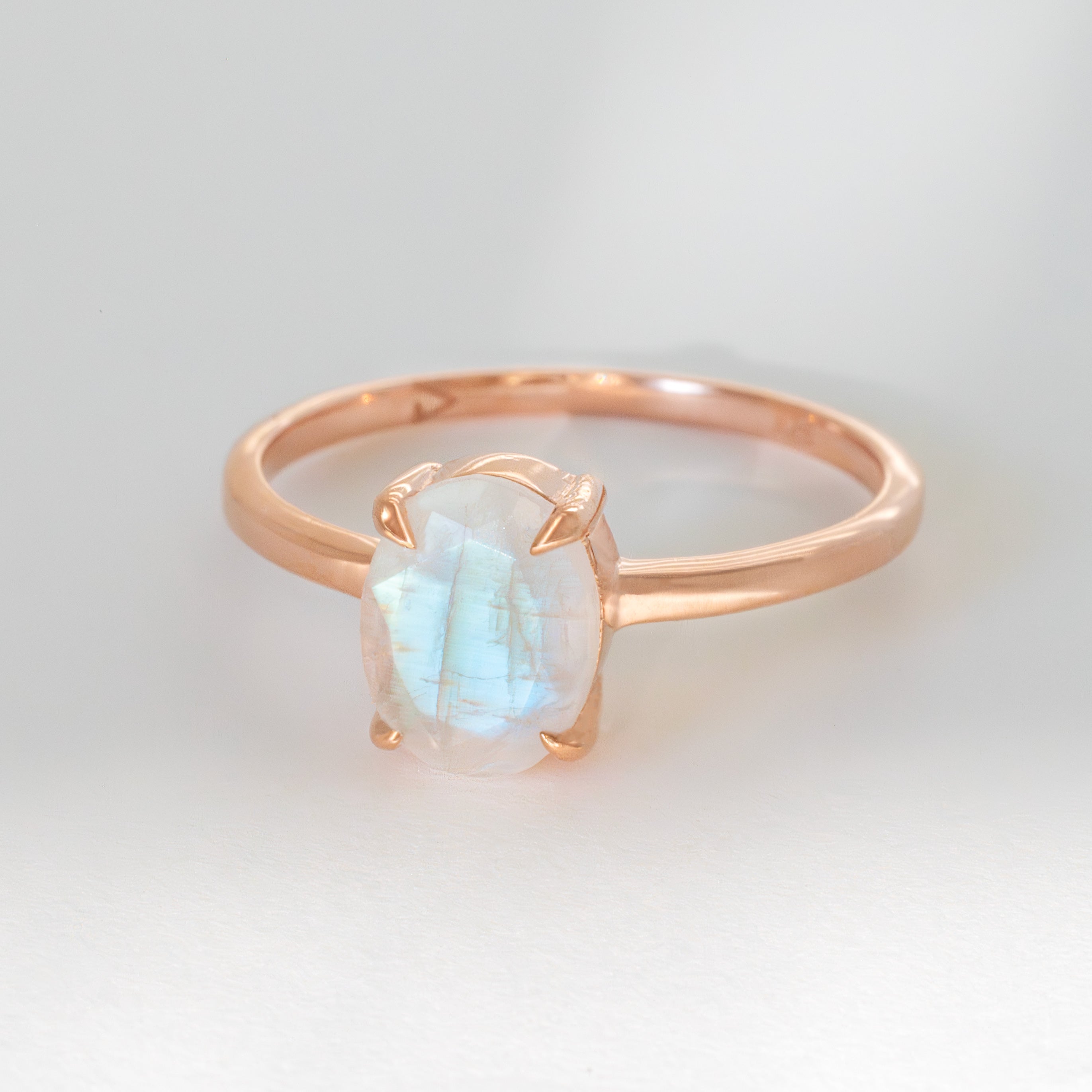 Moonstone Rose Gold Vermeil Natural Genuine Gemstone Minimalist Ring, June Birthstone Gifts for Women