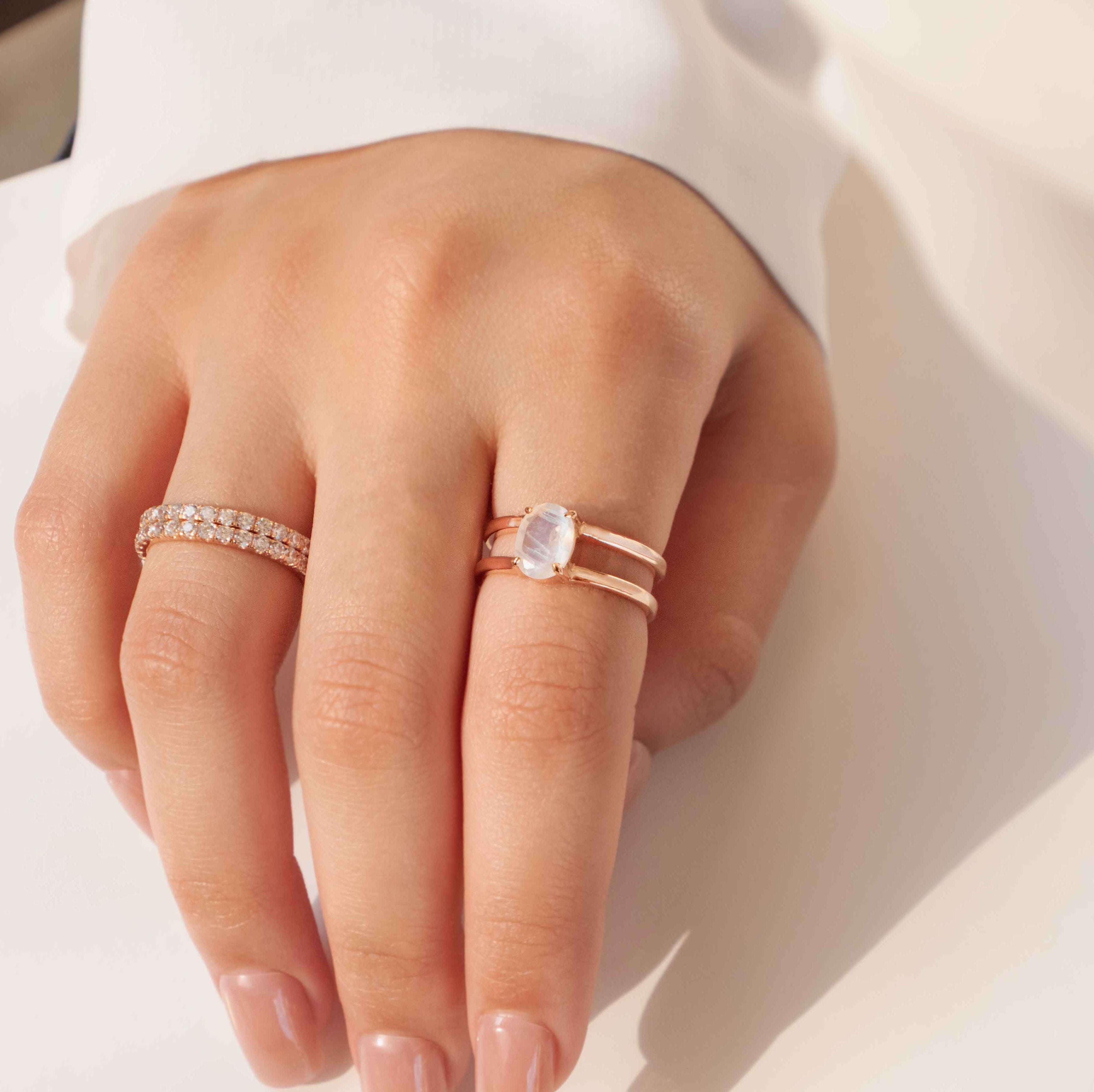 Moonstone Ring - Signature Oval Double Band