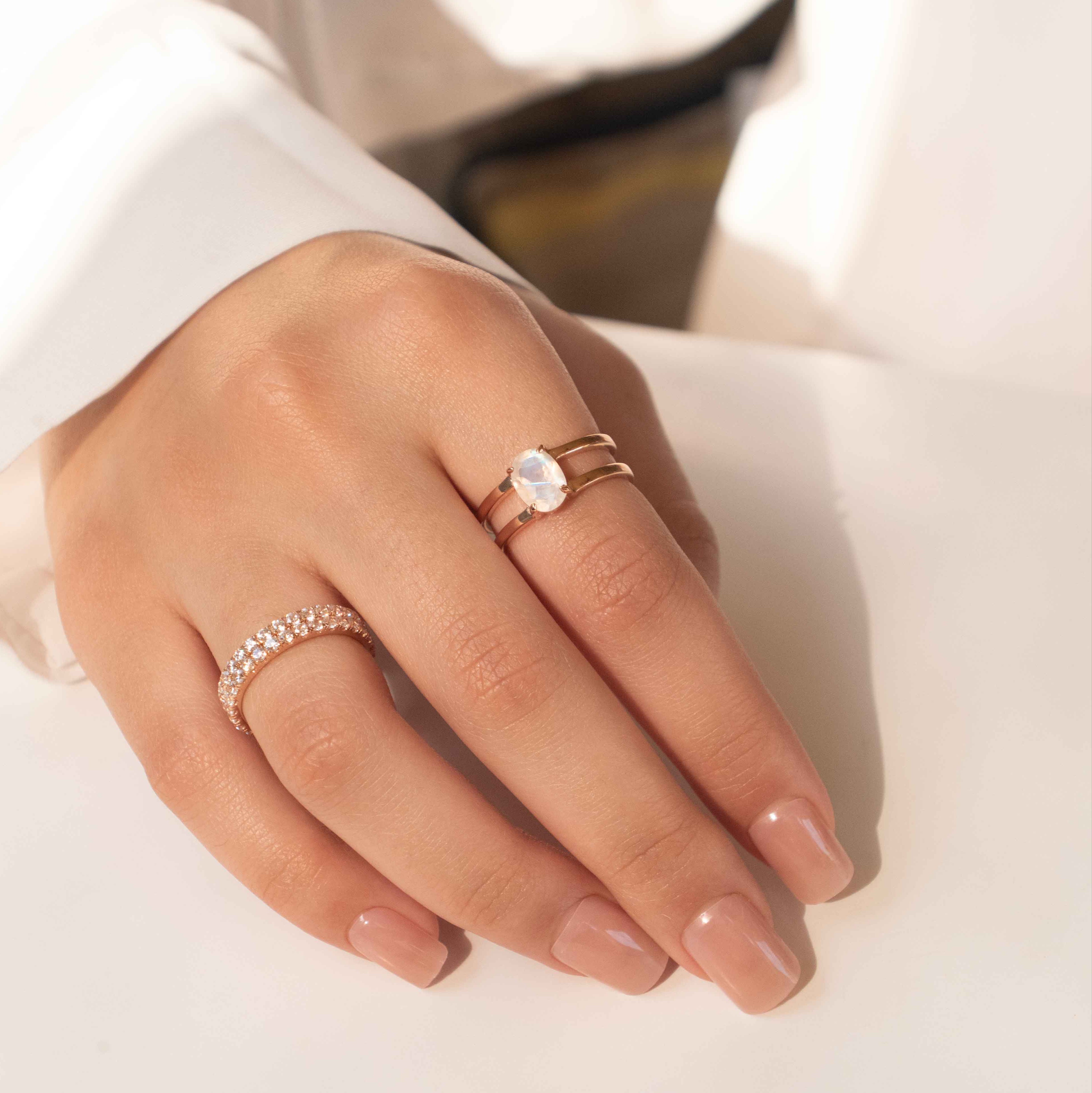Moonstone Ring - Signature Oval Double Band