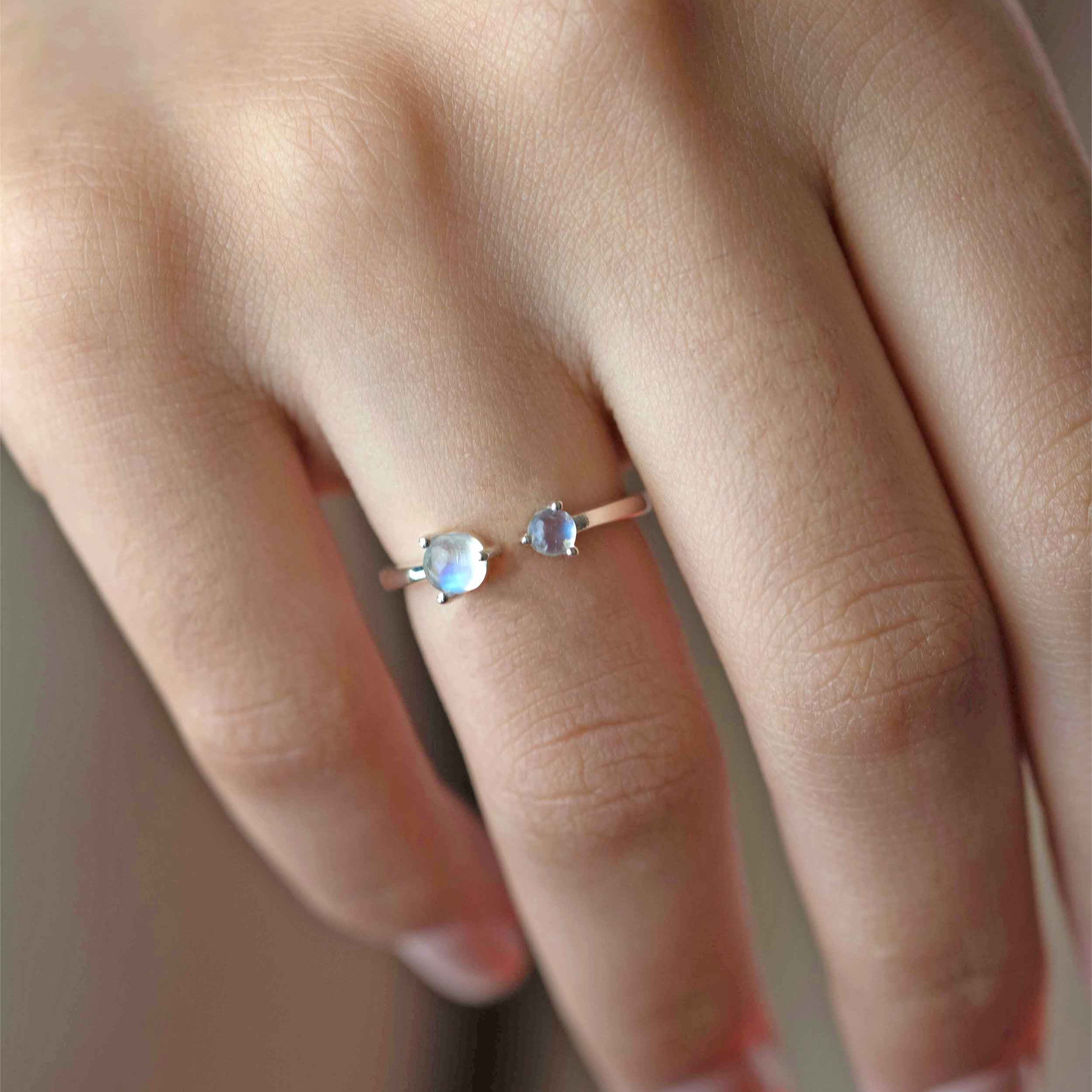 Adjustable moonstone ring