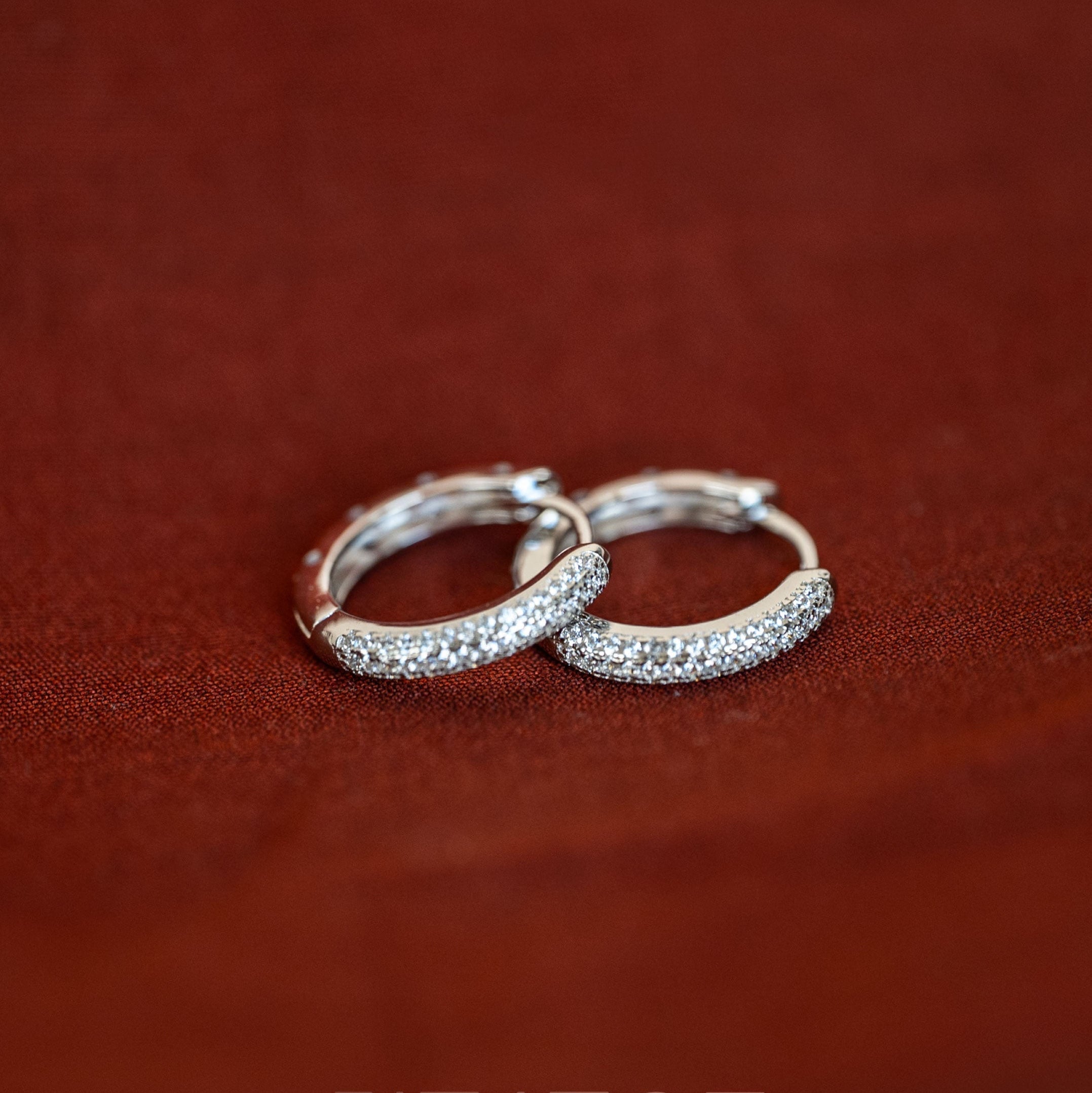 Silver Hoops Earring Anti Tarnish Medium Size Sparkly Diamond Hoops for women, gift for girls