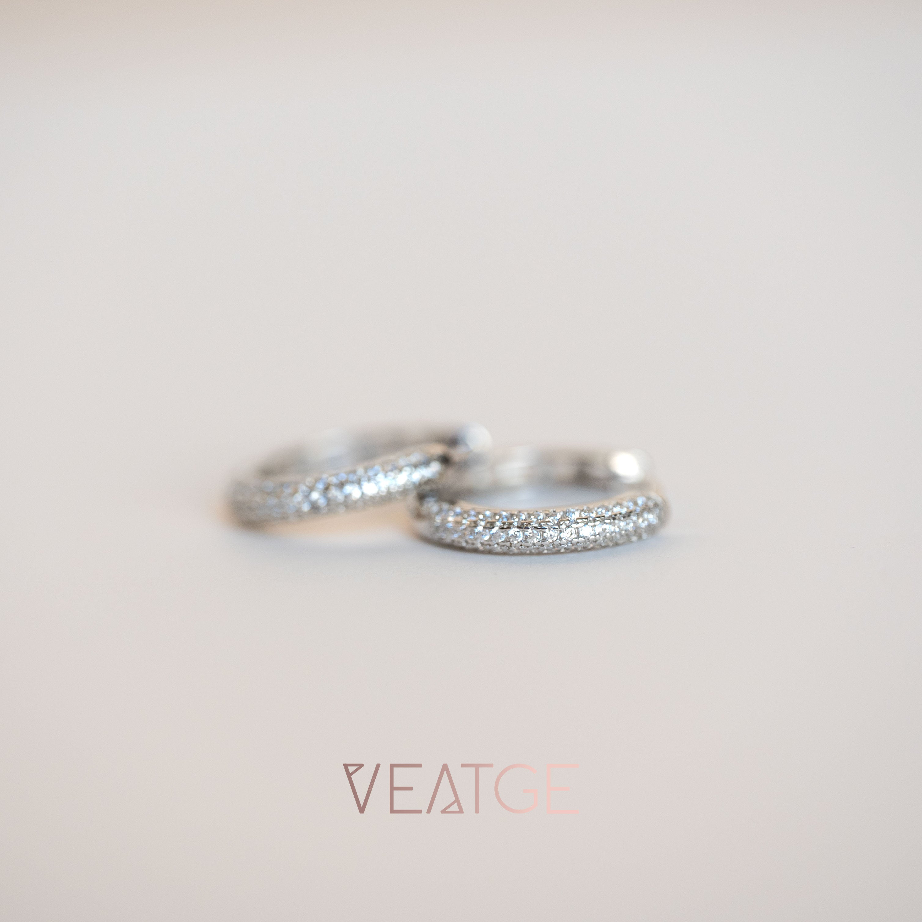 Silver Pave Hoop Earrings