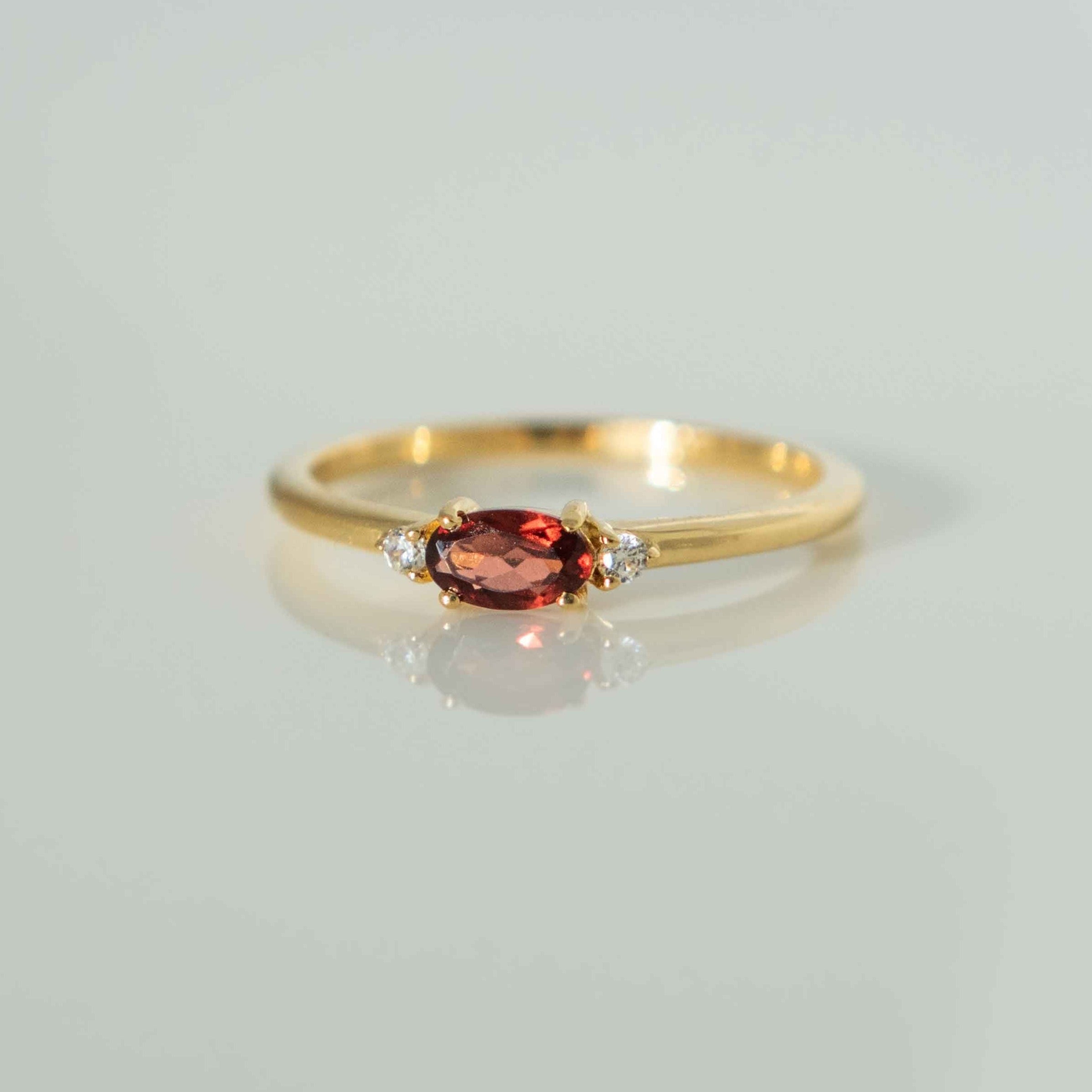 Garnet Gold Ring Stacking Band, January Birthstone, Best Gifts for Women