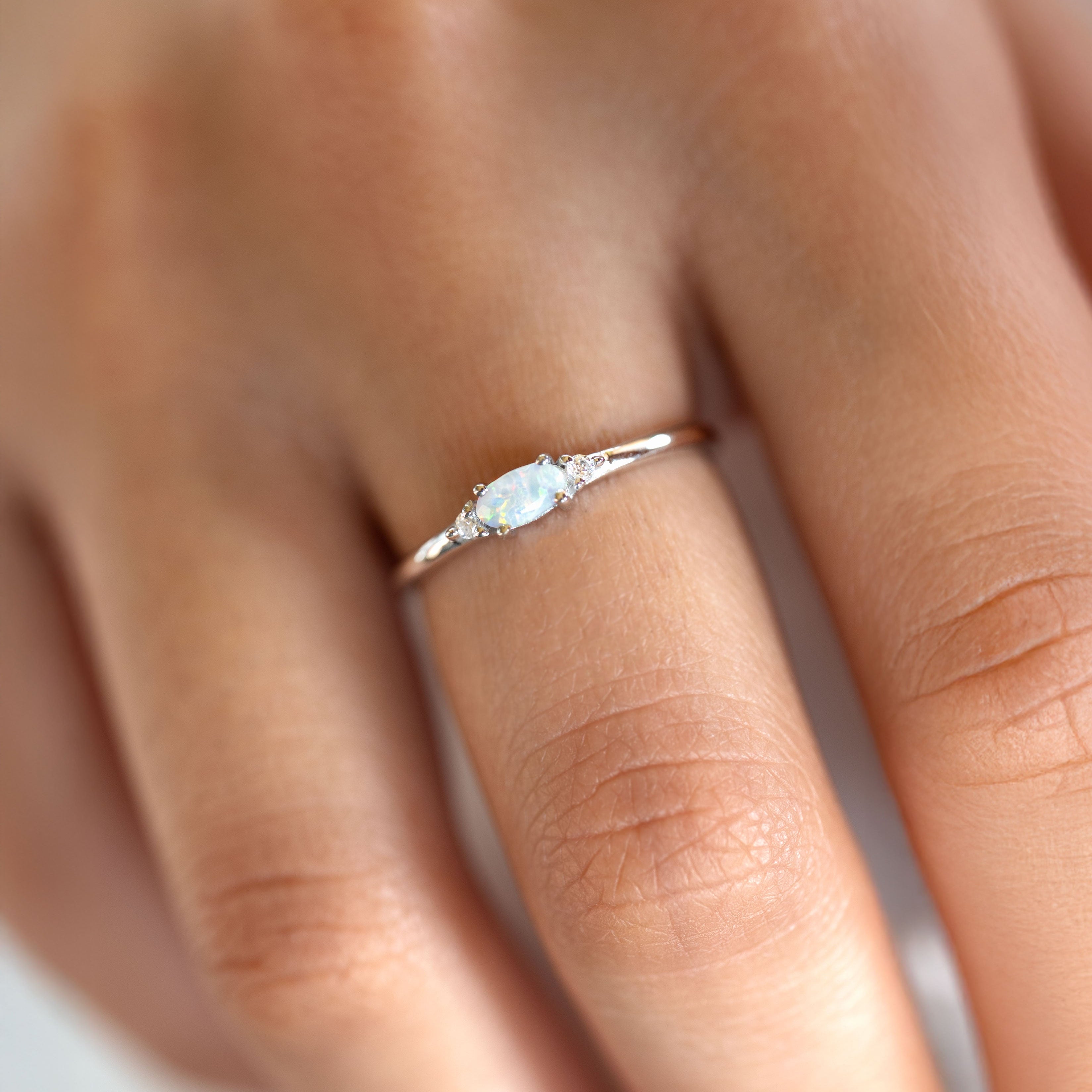 October Birthstone - Opal Stacking Ring