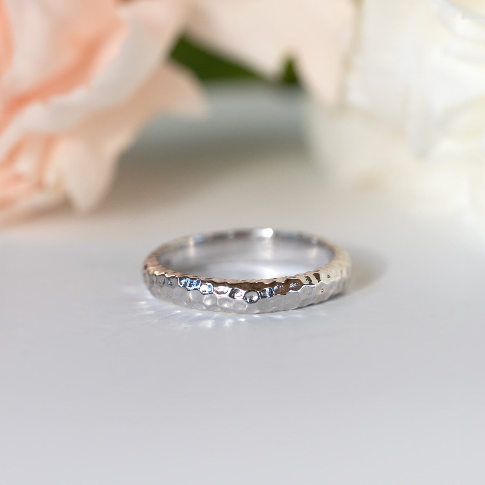 Unique Hammered Wedding Bands, 925 Sterling Silver Ring, Stackable Ring 3mm, Women Wedding Band Ring, Mens Wedding Band Rings, Anniversary Gift, Unisex Wedding Bands for him and her