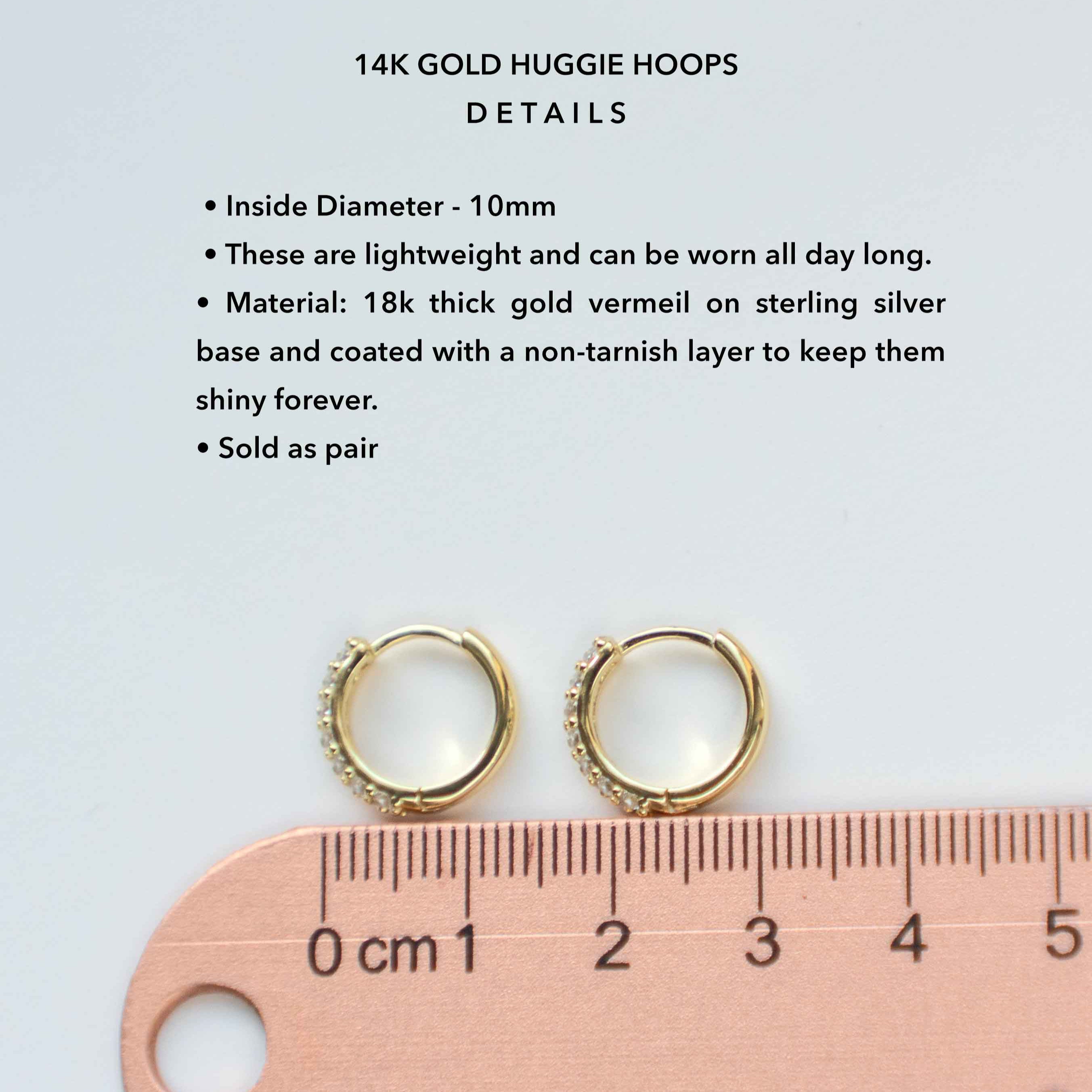 Small Gold Pave Huggie Hoop Earrings