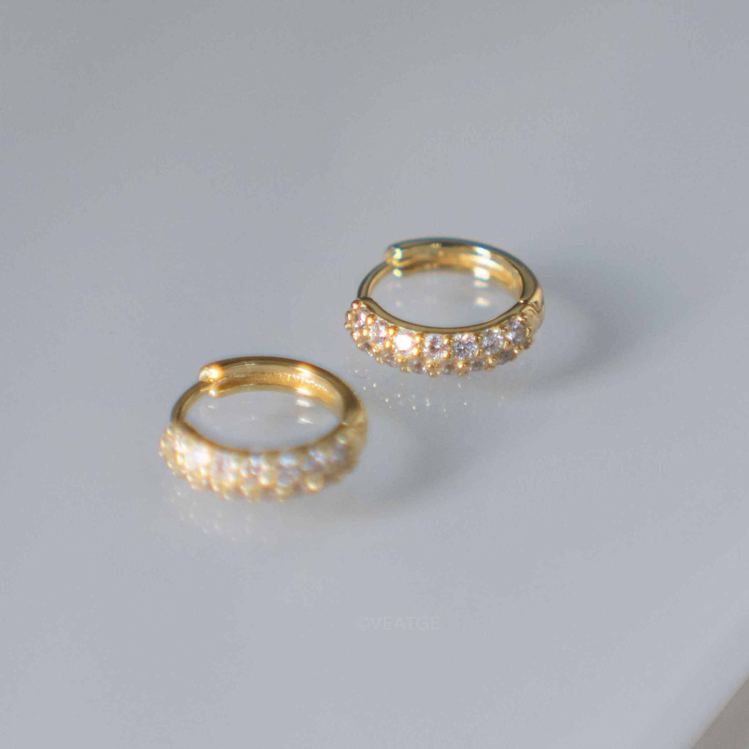 Small Gold Pave Huggie Hoop Earrings
