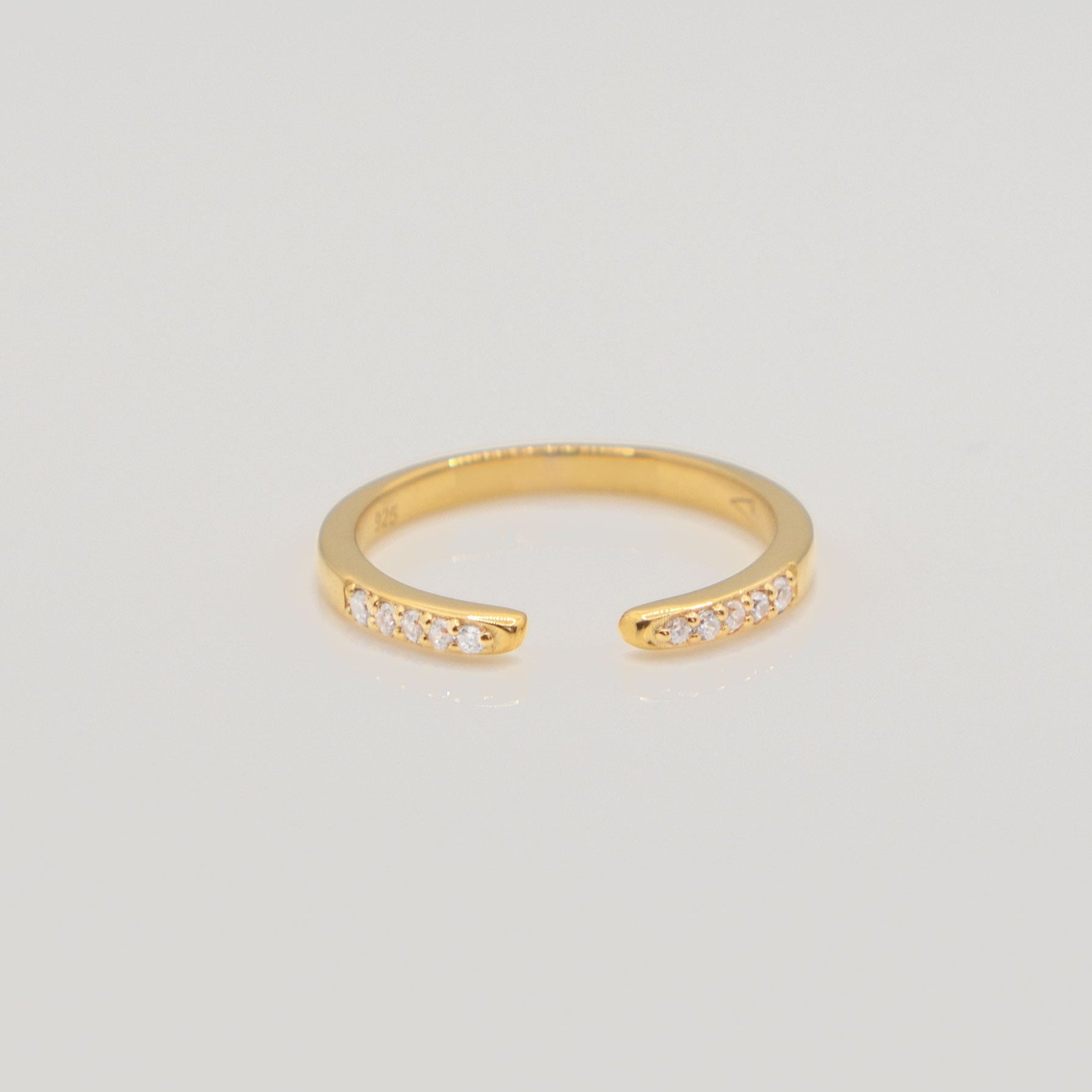 Open Wedding Band in Sterling Silver and Gold Vermeil, Gap Ring Stackable Adjustable Ring, Simple Gifts for Women, Christmas Gifts for Her