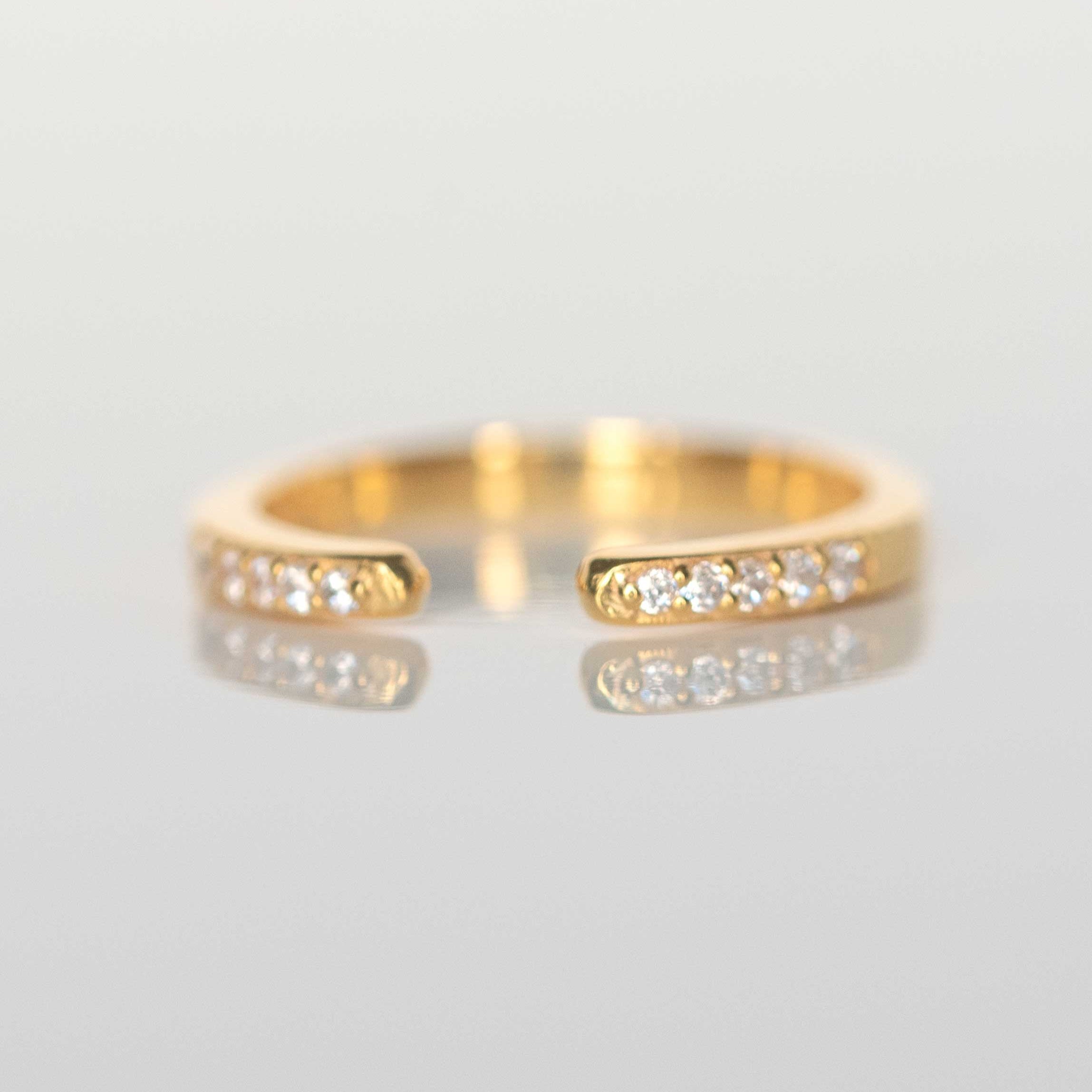 Open Wedding Band in Sterling Silver and Gold Vermeil, Gap Ring Stackable Adjustable Ring, Simple Gifts for Women, Christmas Gifts for Her