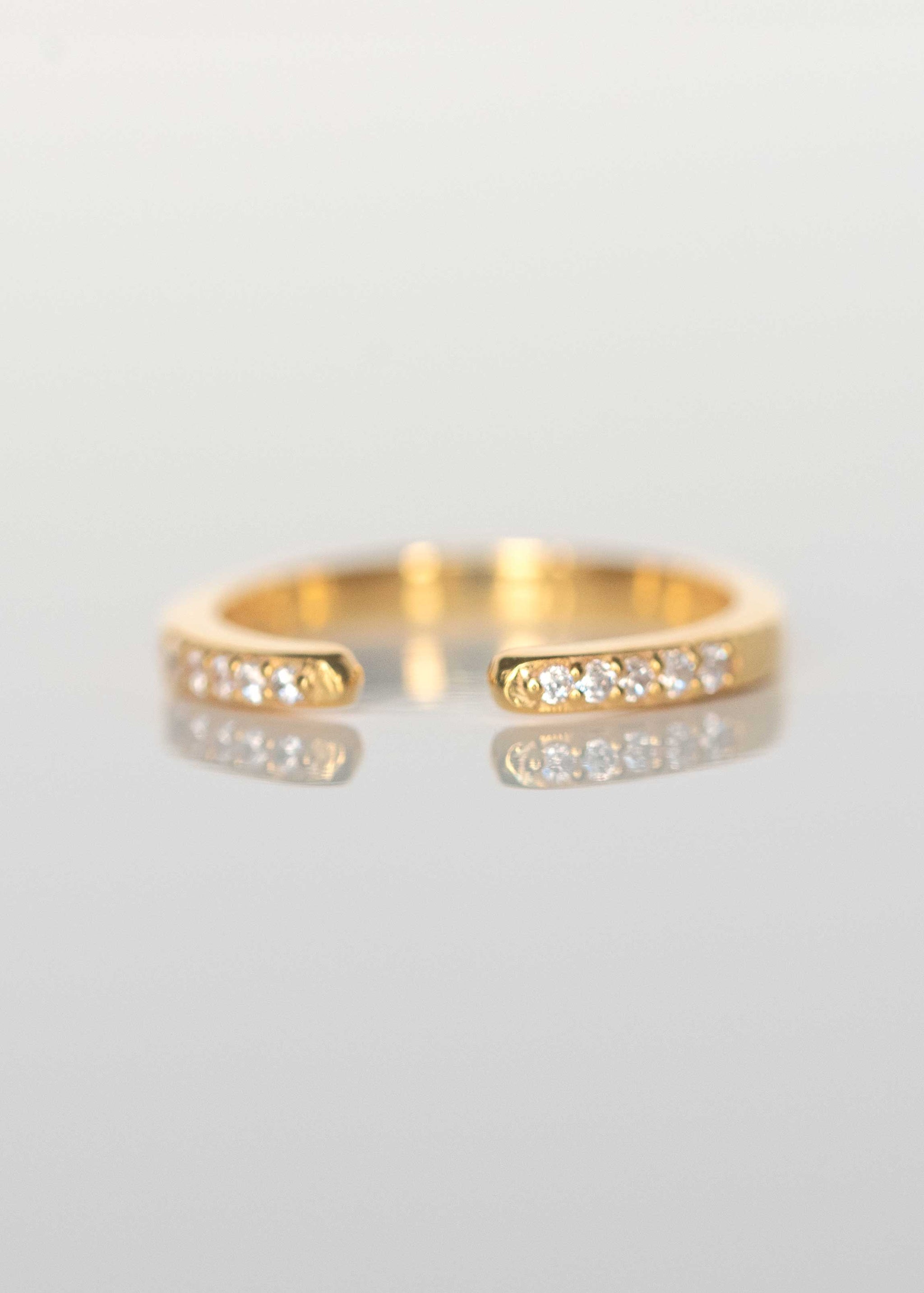 Pave Diamond Open Spacer Ring, 14k 18k Solid Gold Stack Wedding Band,  Promise Anniversary Jewelry, Under Solitaire Straight Band Ring 