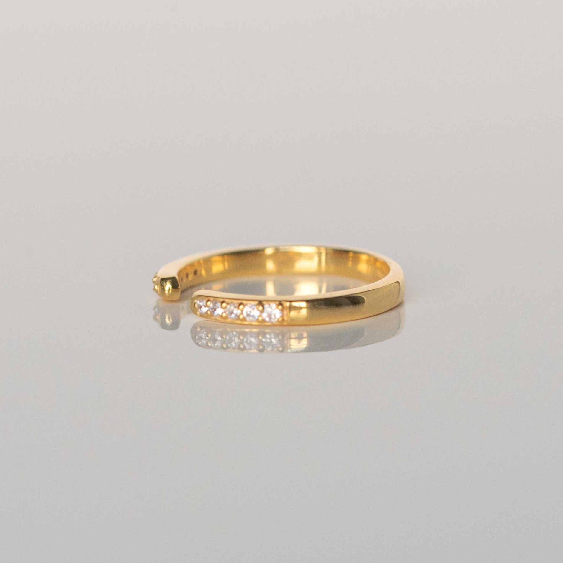 Open Wedding Band in Sterling Silver and Gold Vermeil, Gap Ring Stackable Adjustable Ring, Simple Gifts for Women, Christmas Gifts for Her