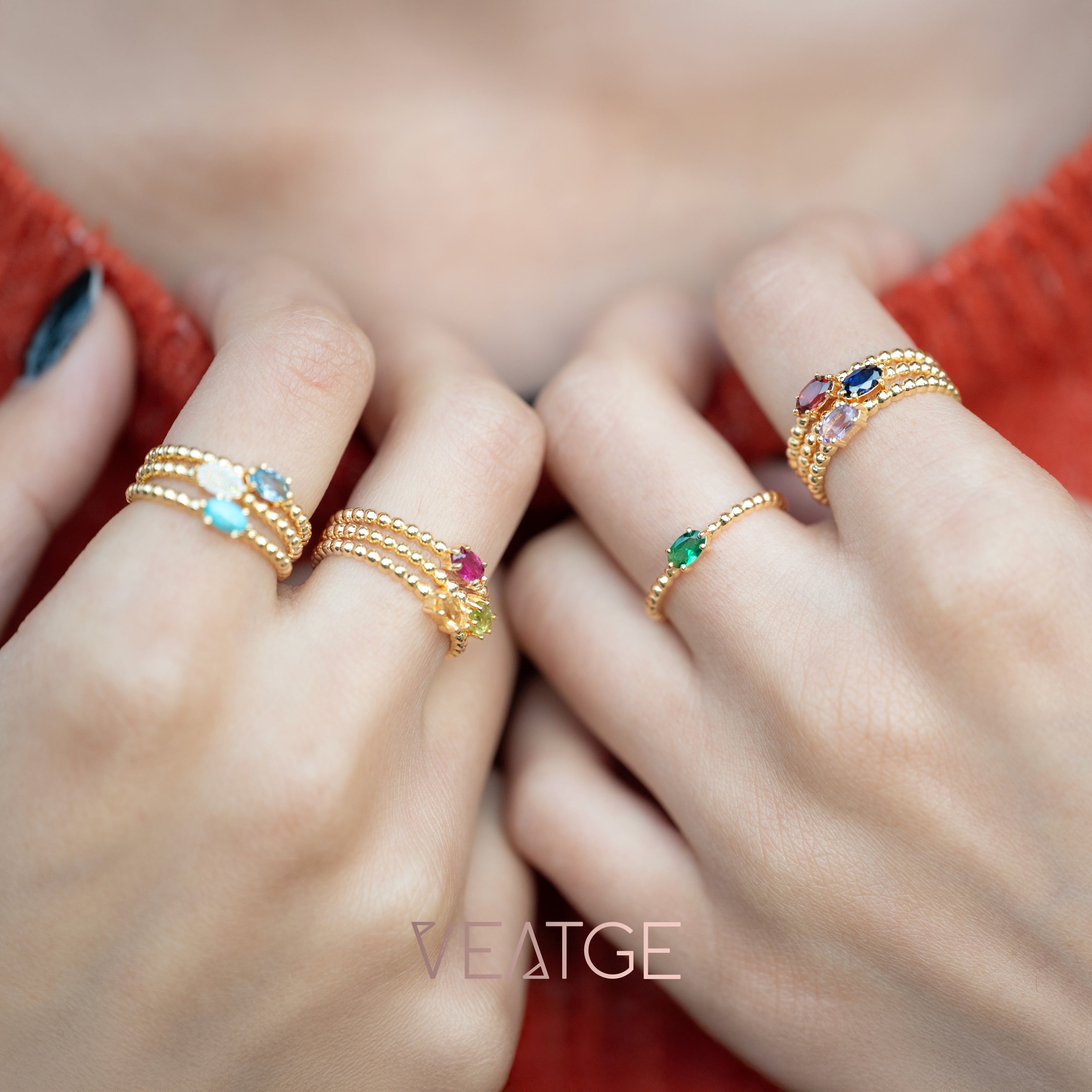 Dainty Birthstone Rings Natural Gemstones