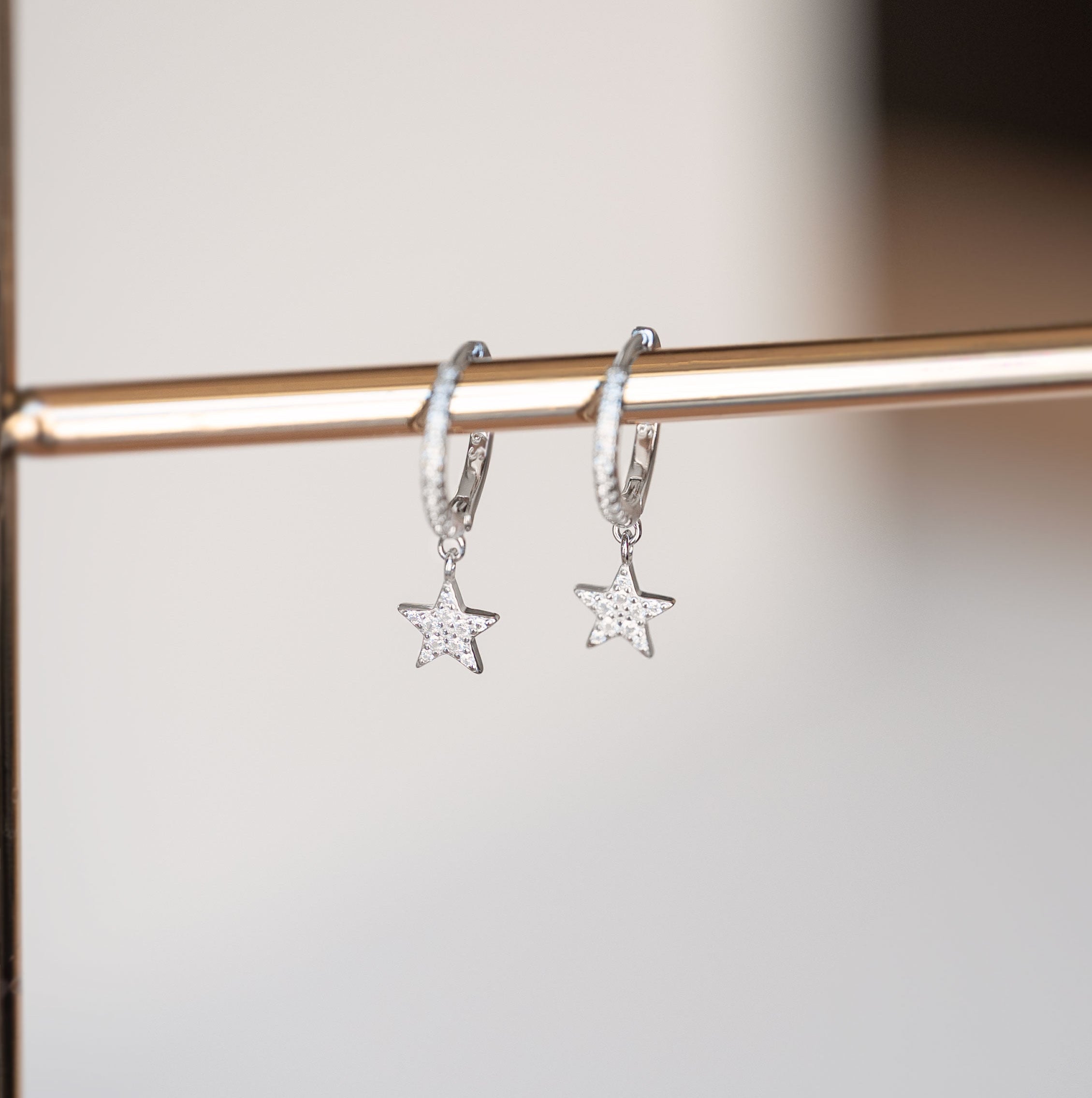 Star Dangle Hoop Earrings