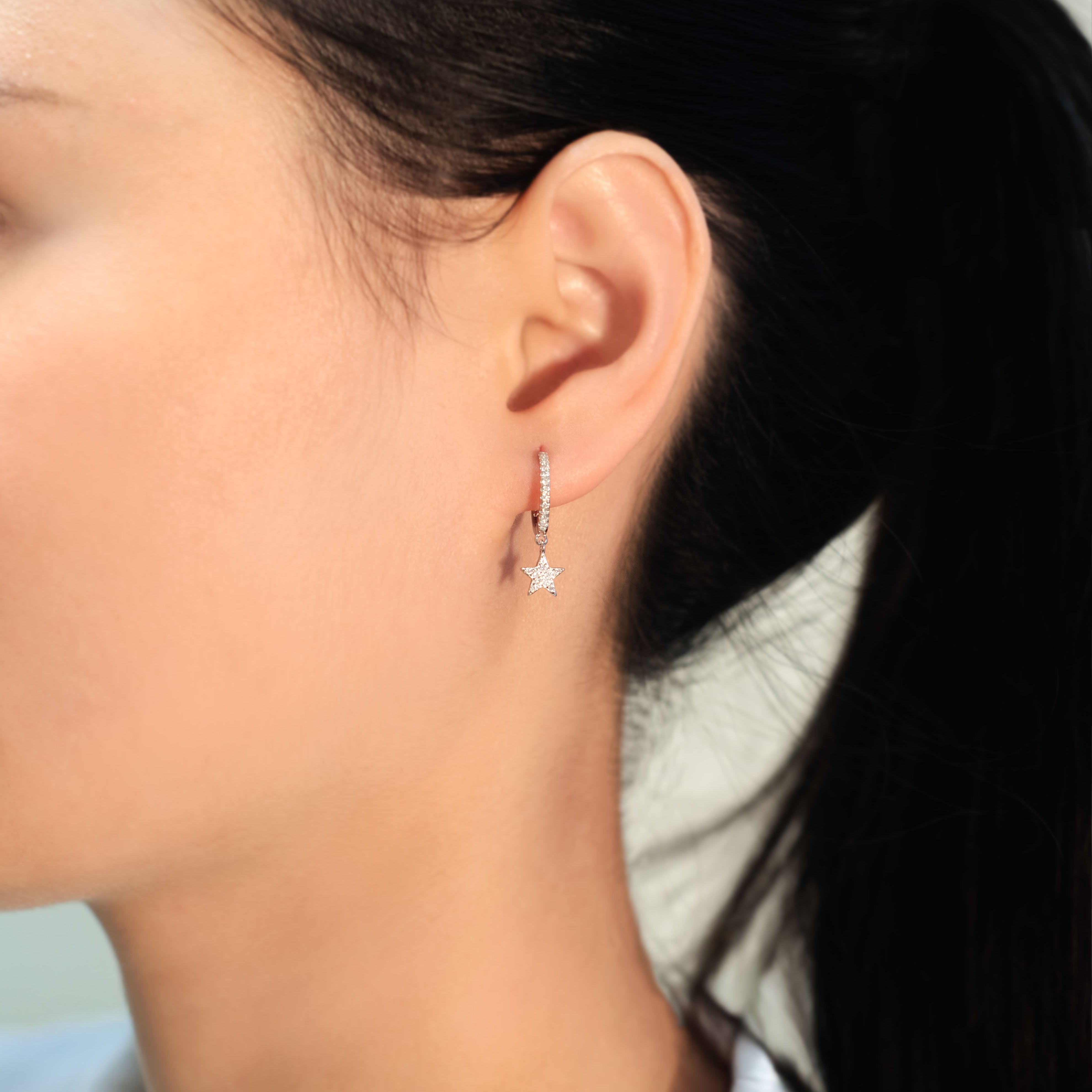 Star Dangle Hoop Earrings