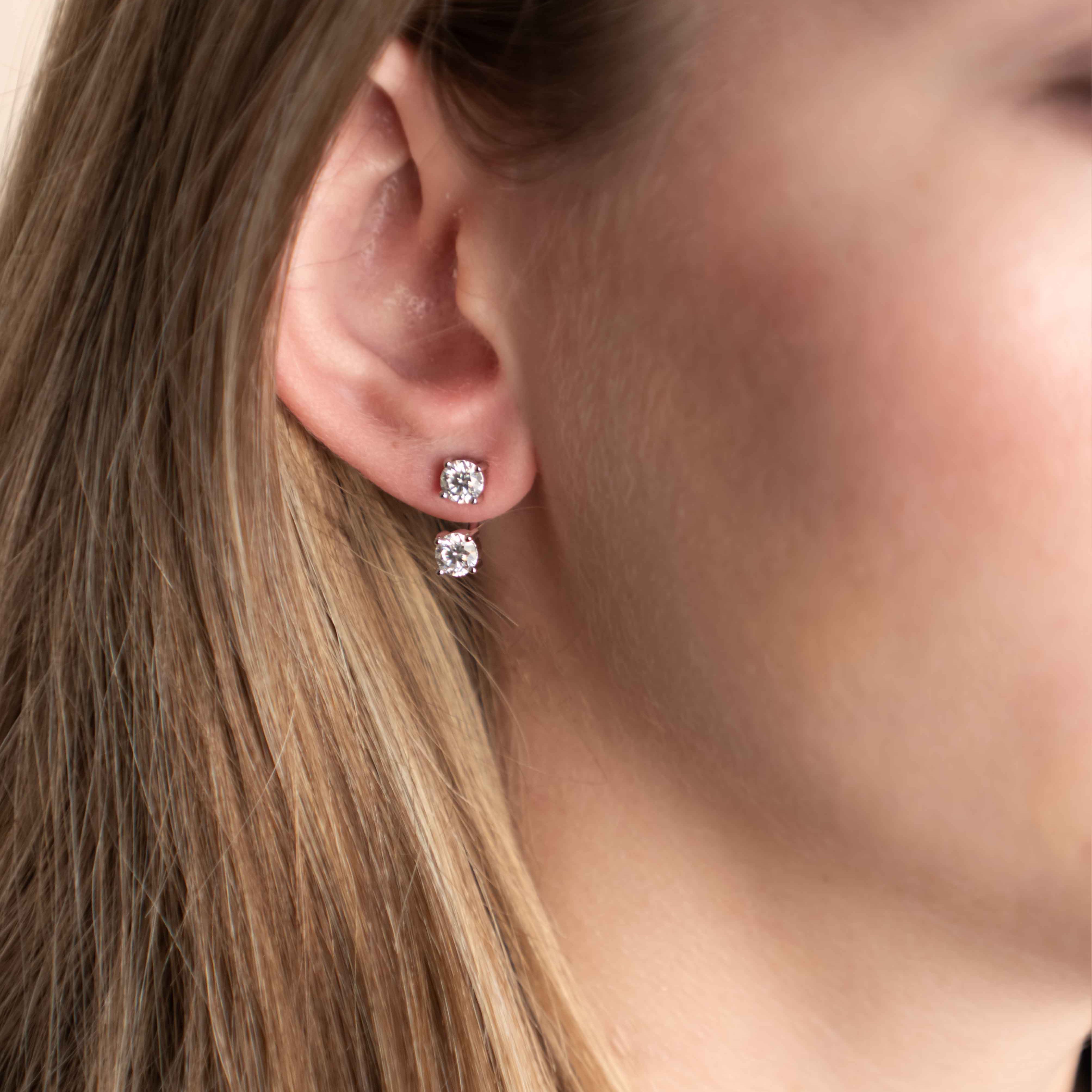 Moissanite Jacket Statement Stud Earrings