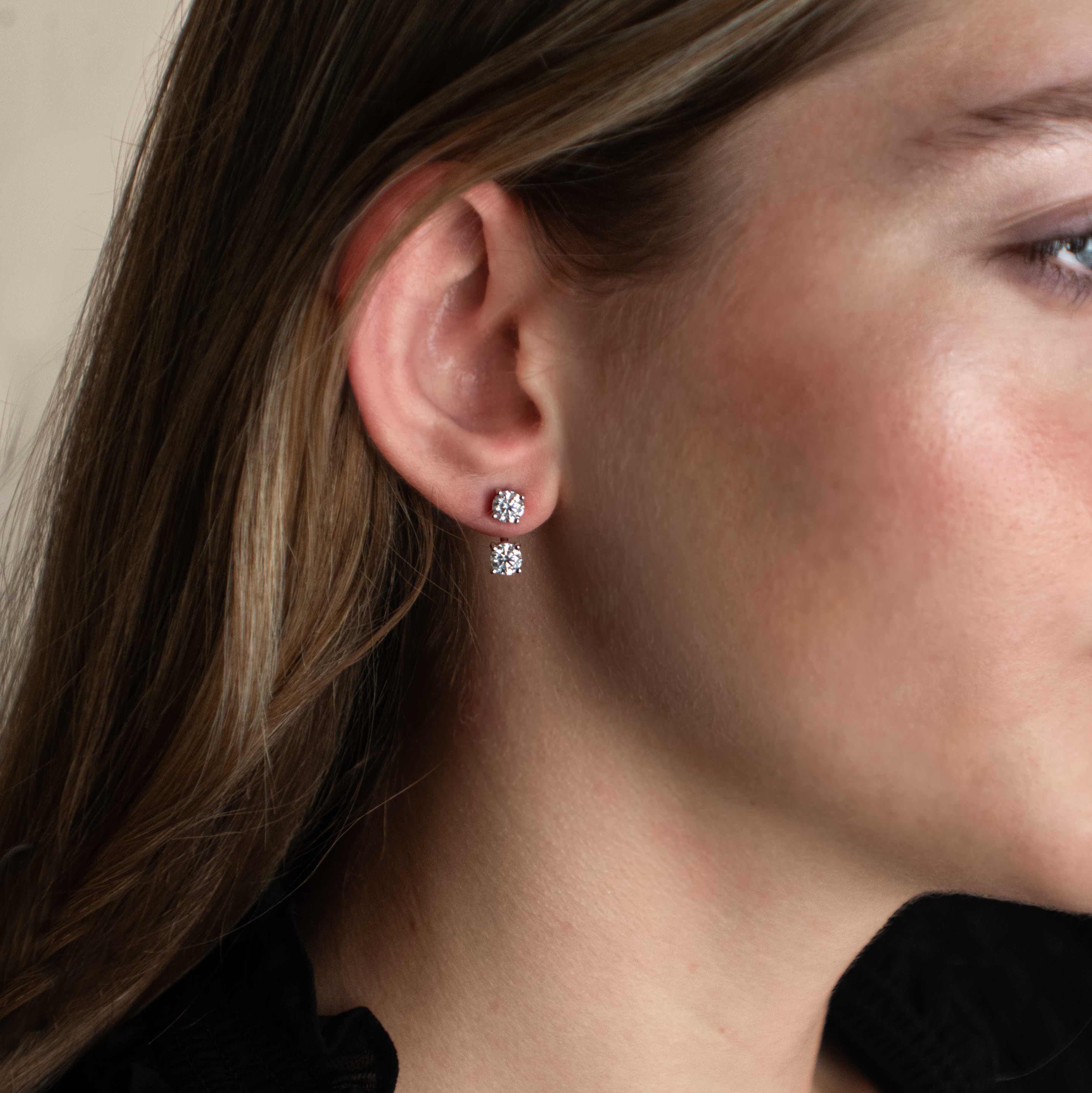 Moissanite Jacket Statement Stud Earrings