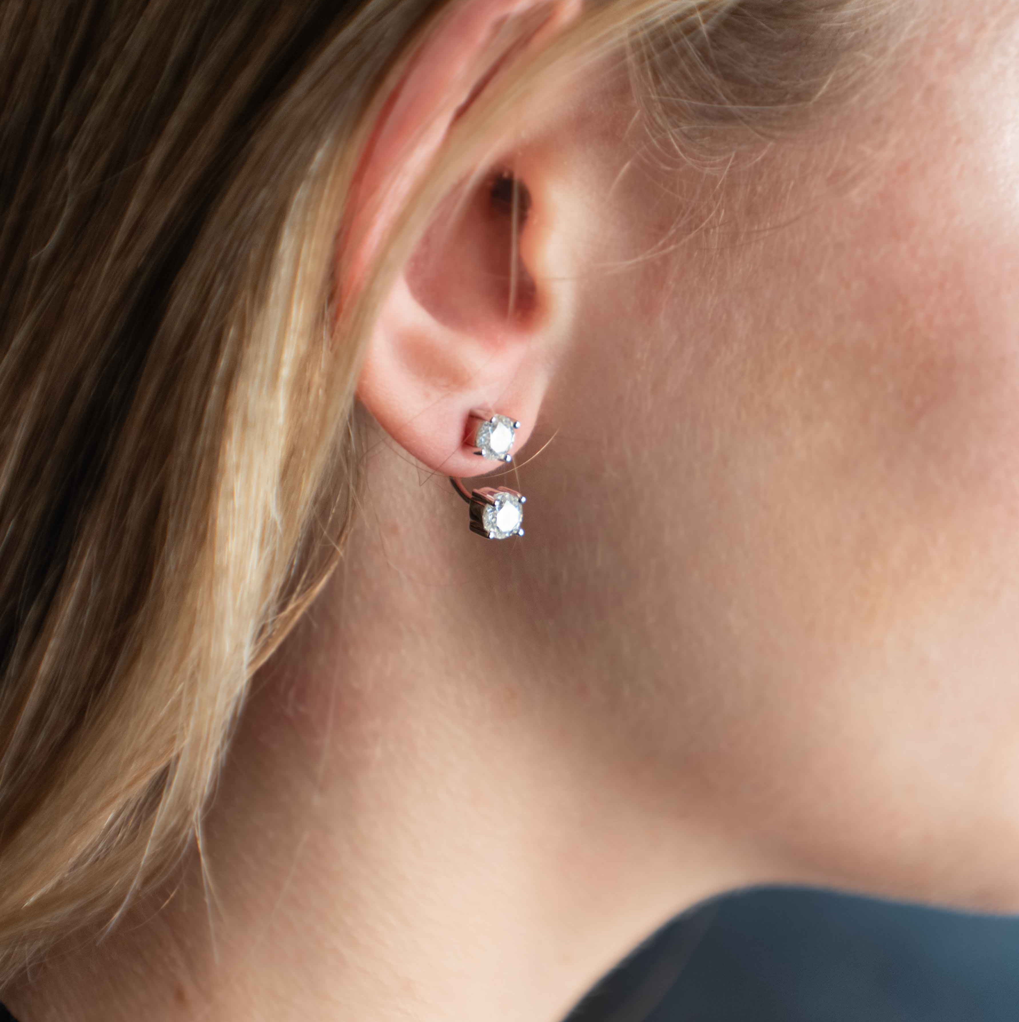 Moissanite Jacket Statement Stud Earrings